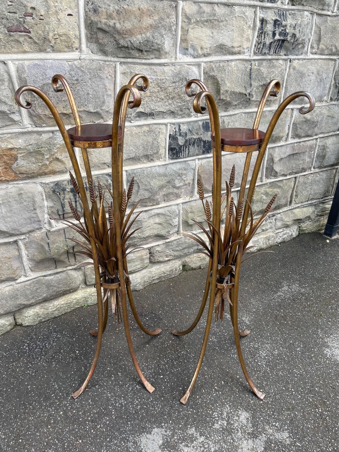 Pair Gilt Wheat Sheaf Plant Sands Torchieres (1 of 12) Pair Gilt Wheat Sheaf Plant Sands Torchieres (1 of 12)