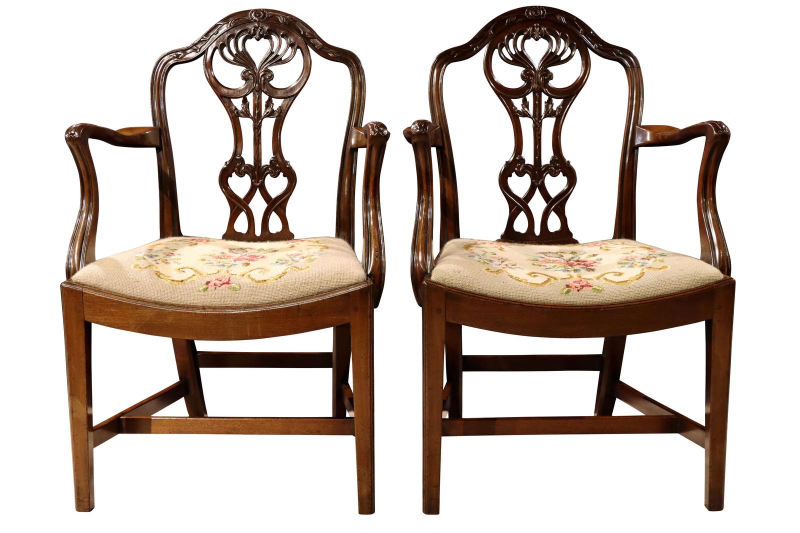 Pair of Edwardian Mahogany Chippendale Revival Open Armchairs / Elbow Chairs (1 of 9) Pair of Edwardian Mahogany Chippendale Revival Open Armchairs / Elbow Chairs (1 of 9)
