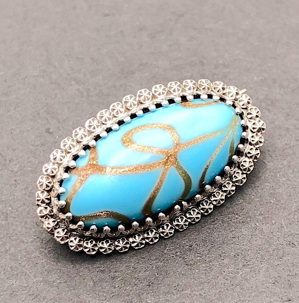 Charles Horner Turquoise & Gilt Silver Brooch 1904 (1 of 4)