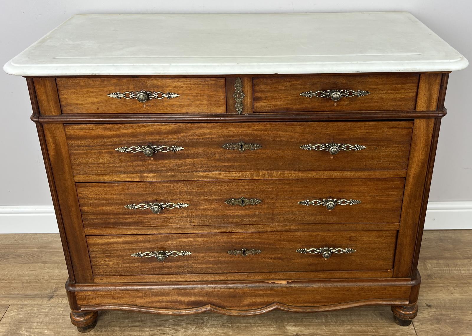 Chest of Drawers Antique French Walnut Marble Top Cabinet (1 of 16) Chest of Drawers Antique French Walnut Marble Top Cabinet (1 of 16)
