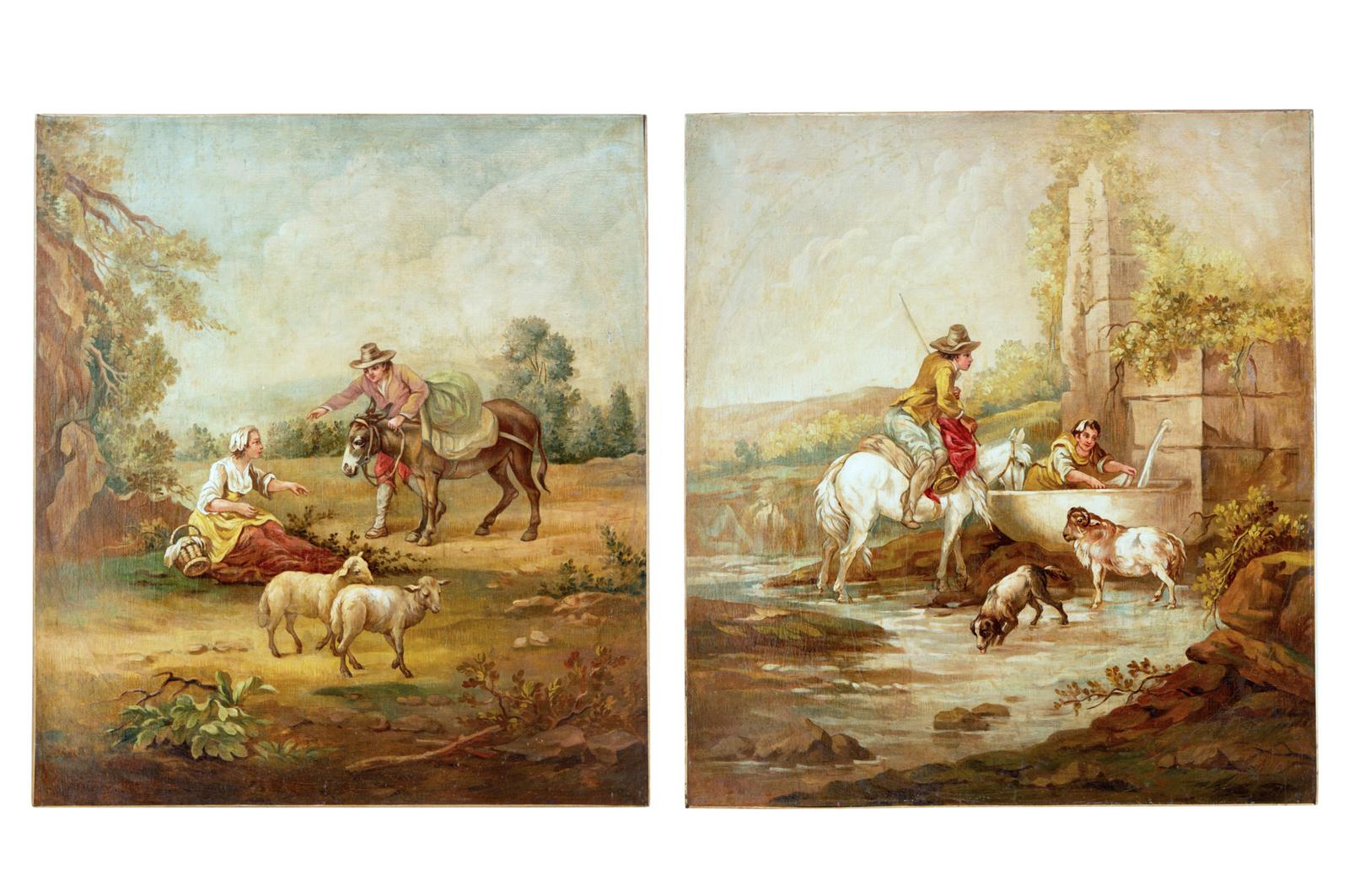 Pair of Rural Late 19th Century Oil on Canvas Paintings (1 of 5)