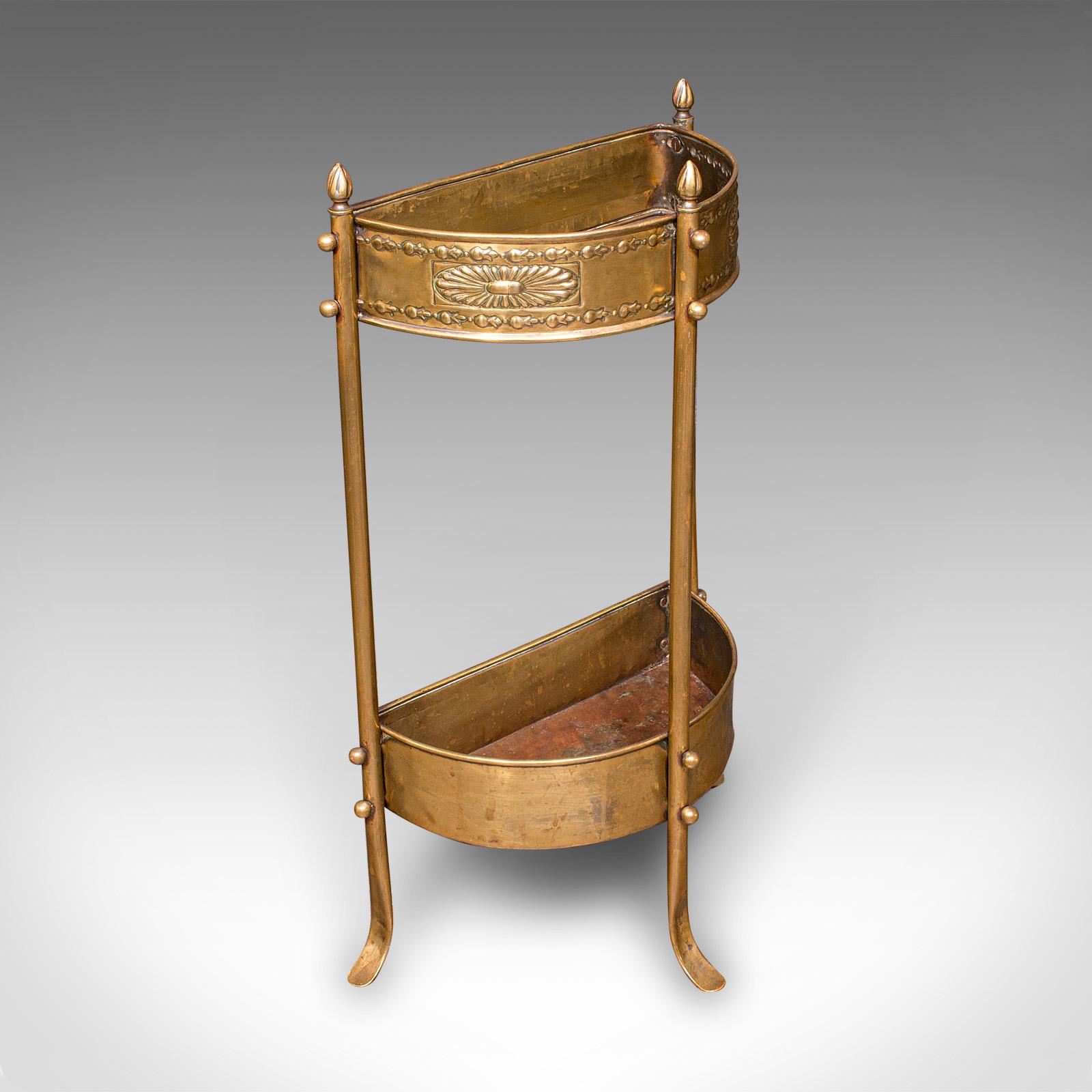 Antique Demi-lune Stick Loop, English Brass, Hall Stand - Art Nouveau c.1900 (1 of 9)