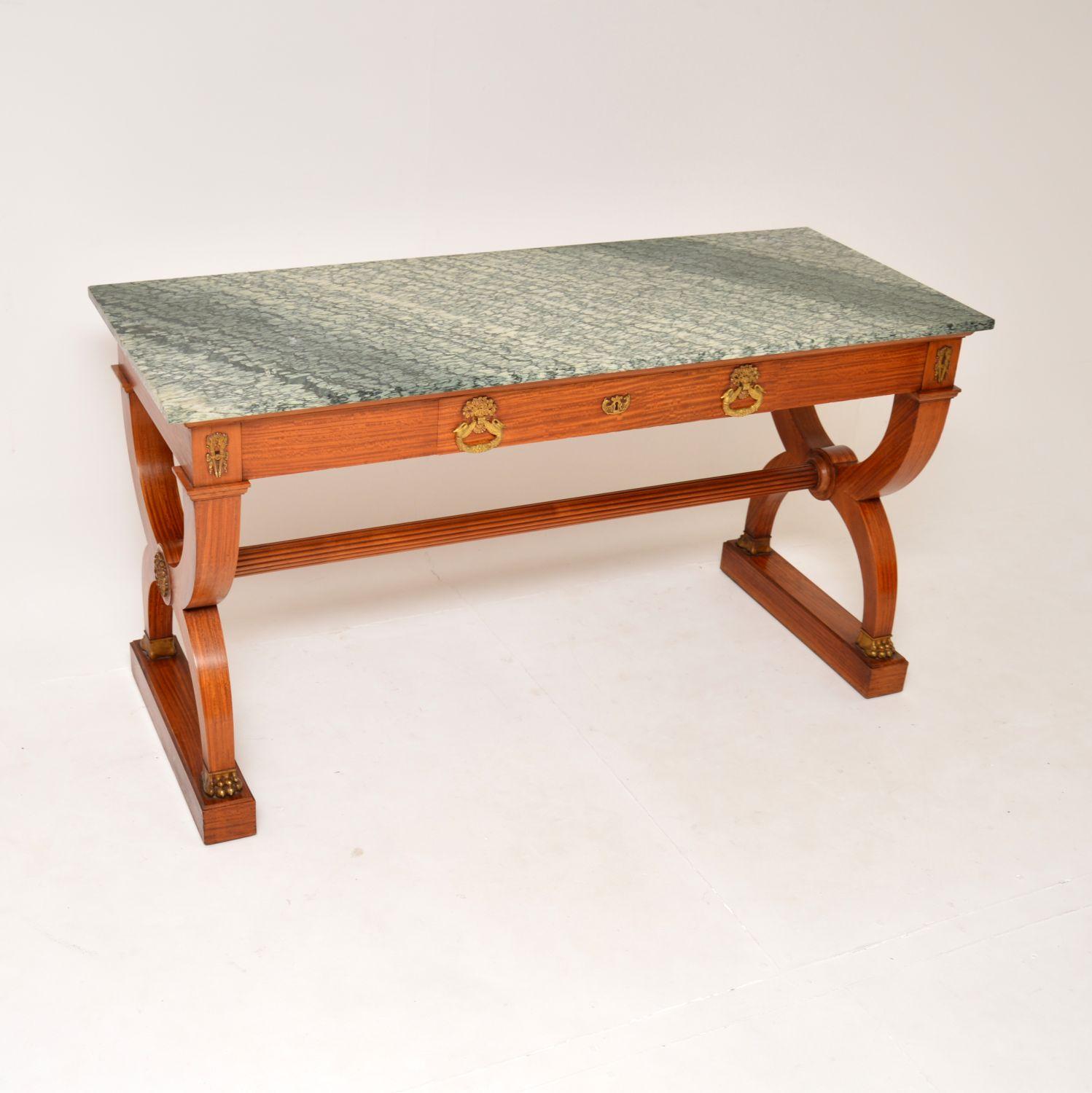 Large Antique French Empire Satinwood Marble Top Console Table (1 of 17) Large Antique French Empire Satinwood Marble Top Console Table (1 of 17)