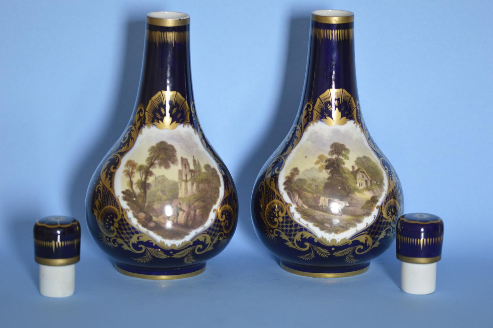 Pair of Derby Porcelain Bottle Vases & Covers c.1830 (1 of 11)