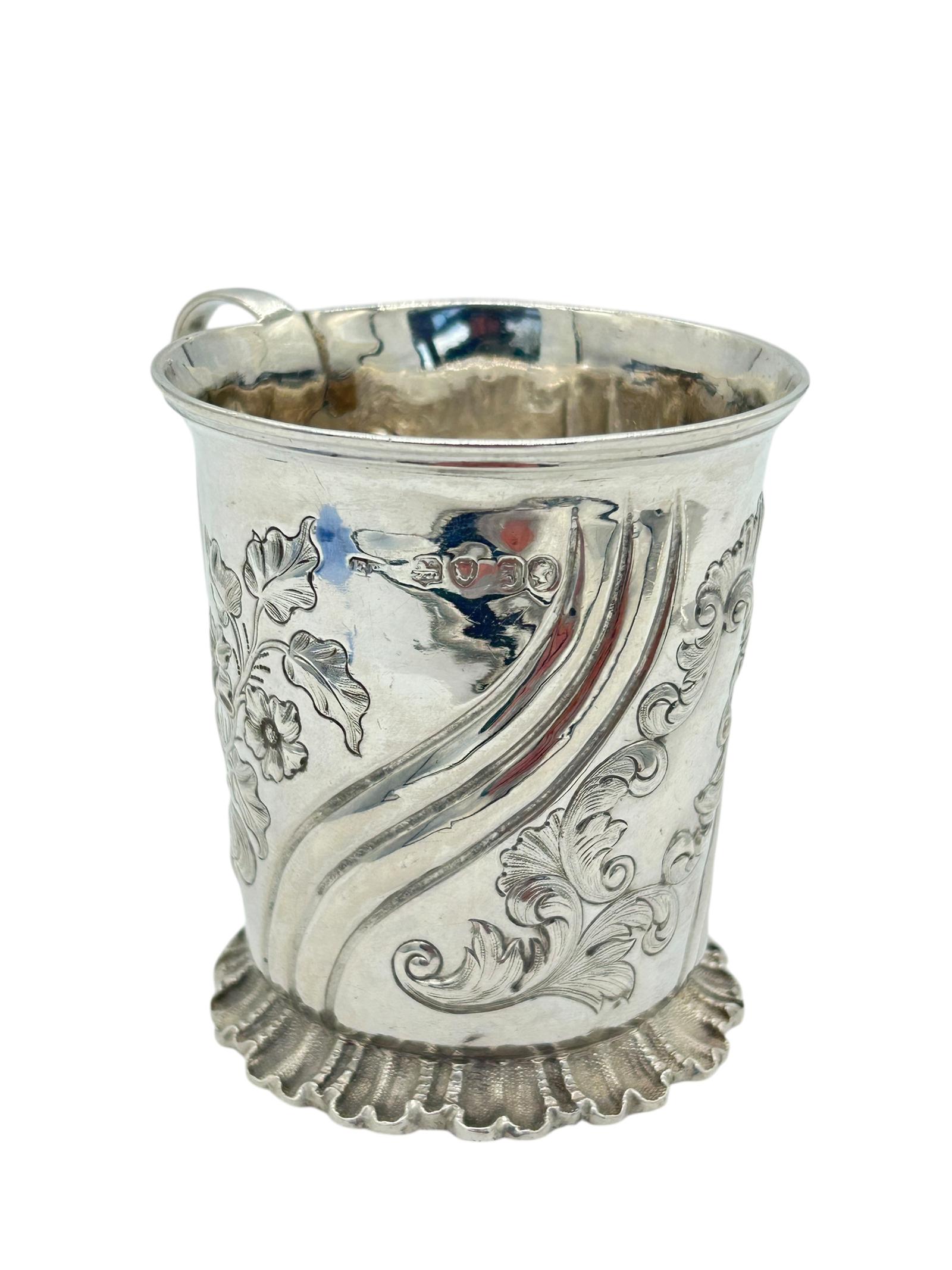 Victorian Silver Chased Christening Mug - London 1860-1870 (1 of 5)
