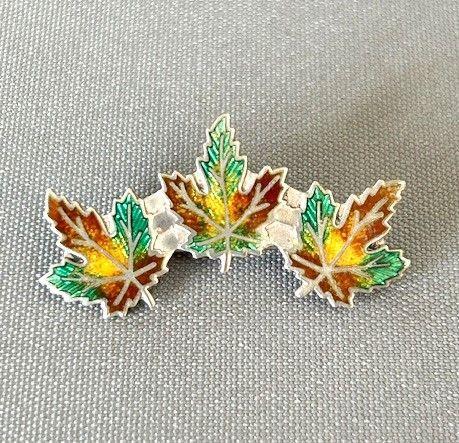 Canadian Sterling Silver & Enamel Maple Leaf Brooch (1 of 5)