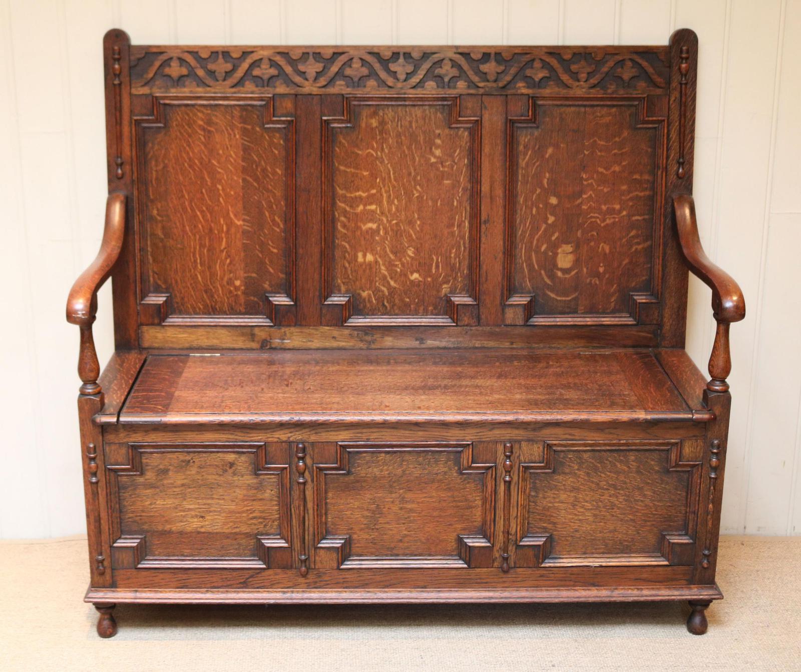Solid Oak Carved Settle (1 of 10) Solid Oak Carved Settle (1 of 10)