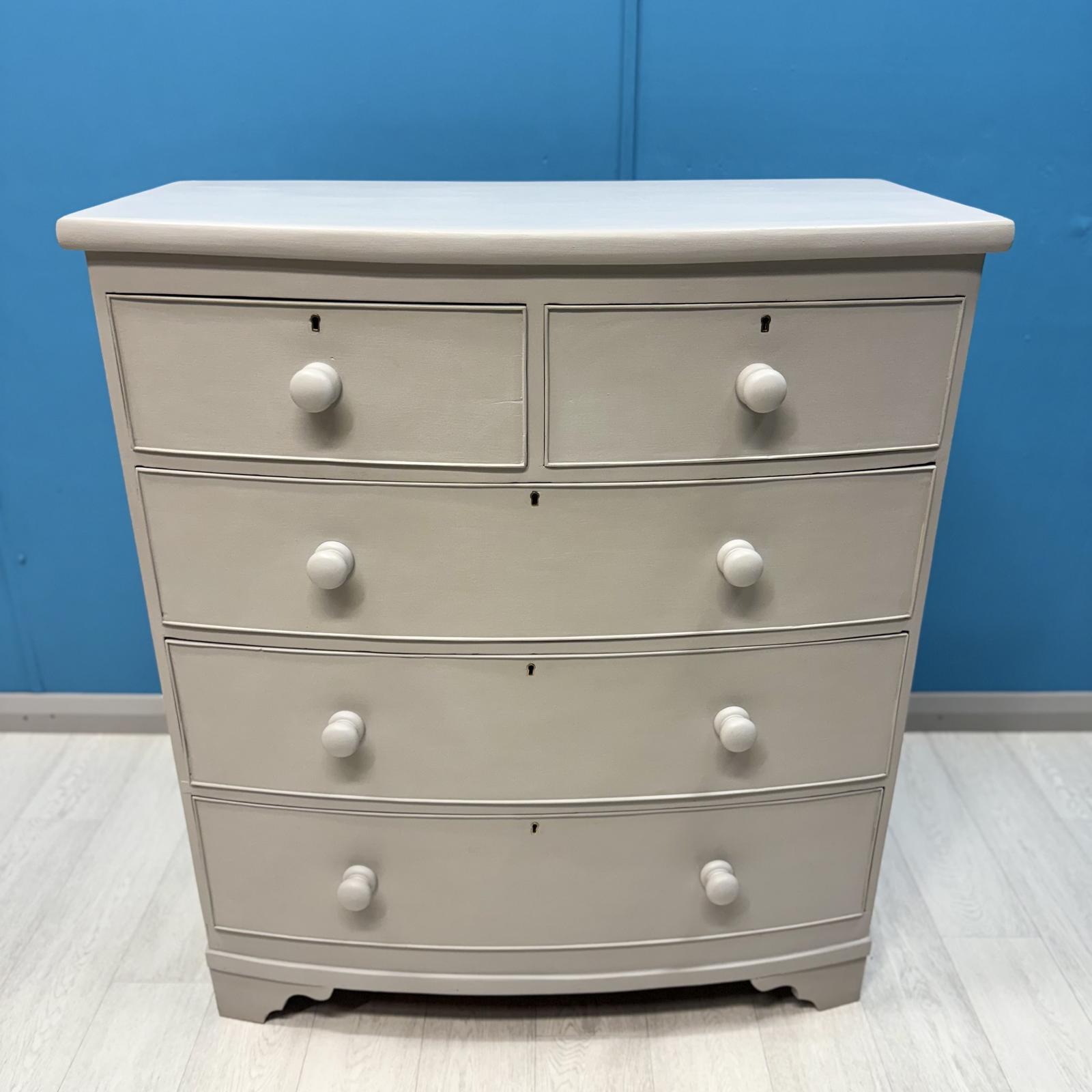 Ash Grey Painted Bow Front Chest of Drawers (1 of 7)