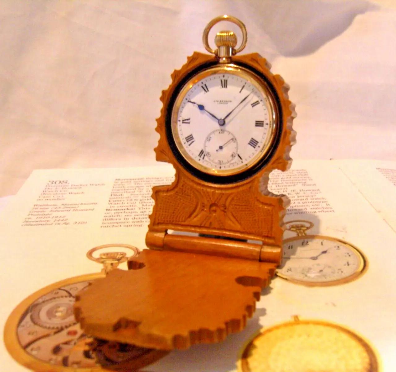 Pocket Watch Case Brown Wood 1940s Vintage Watch Protective Display Holder (1 of 19)