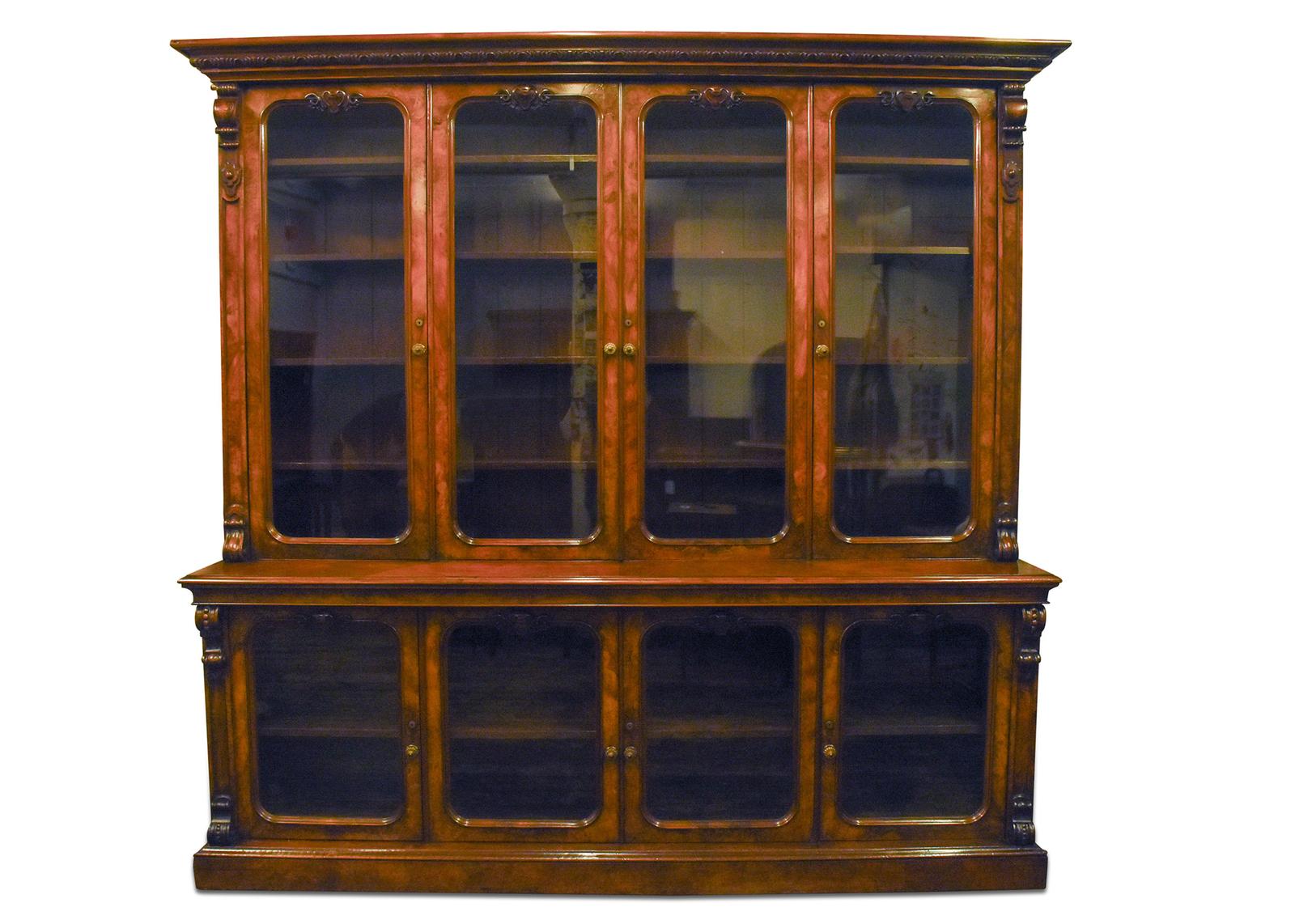 Exhibition Quality Four Door Victorian Carved, Burr Walnut Cabinet Bookcase (1 of 5) Exhibition Quality Four Door Victorian Carved, Burr Walnut Cabinet Bookcase (1 of 5)