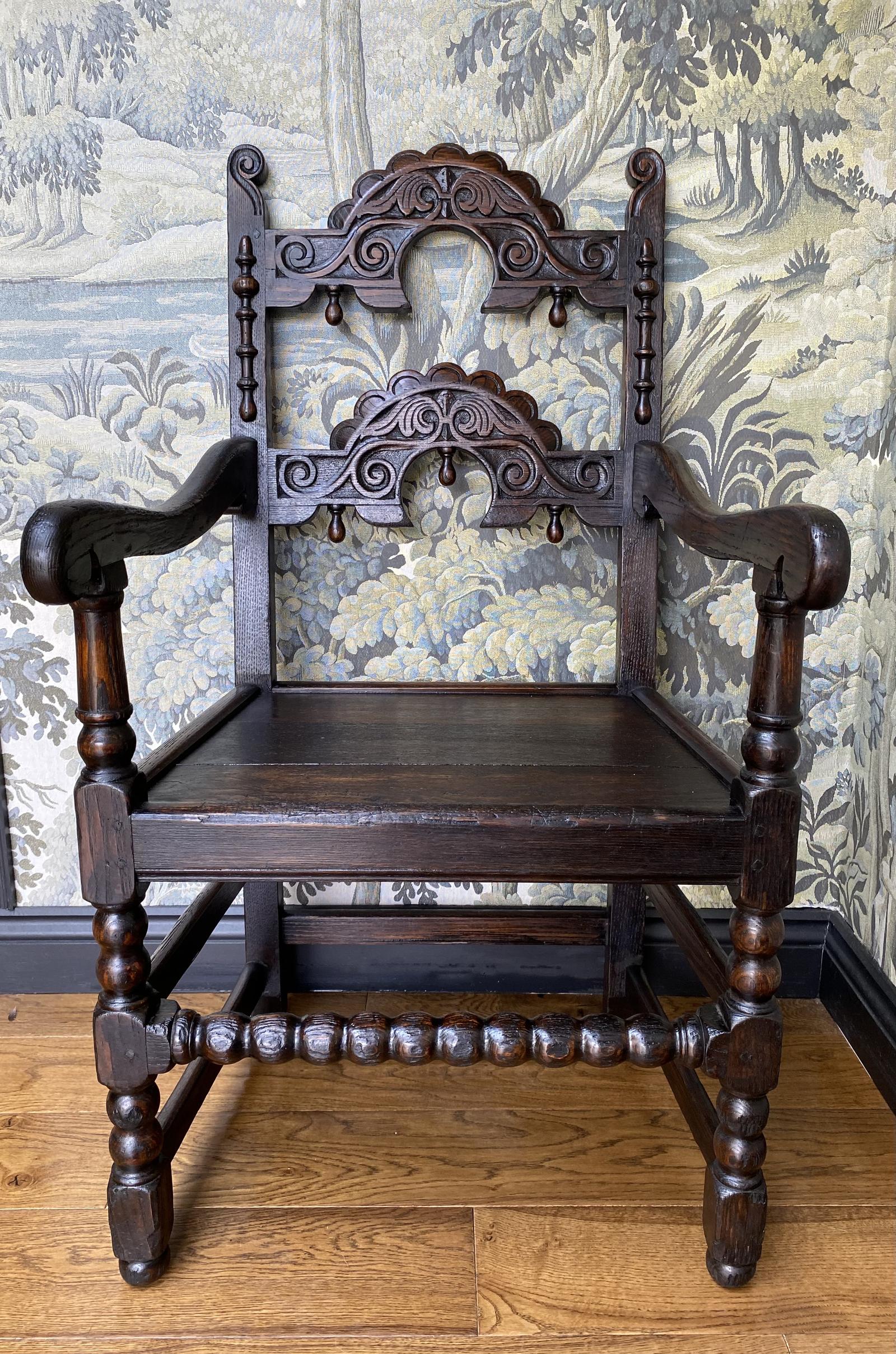 18th Century Carved Oak Yorkshire Armchair (1 of 7)