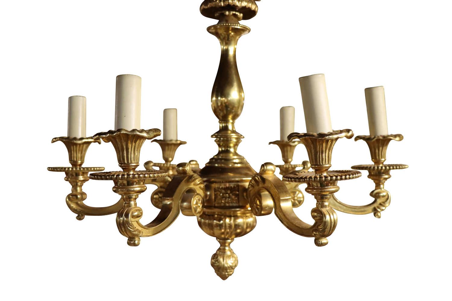 6 Branch Brass Chandelier (1 of 3)