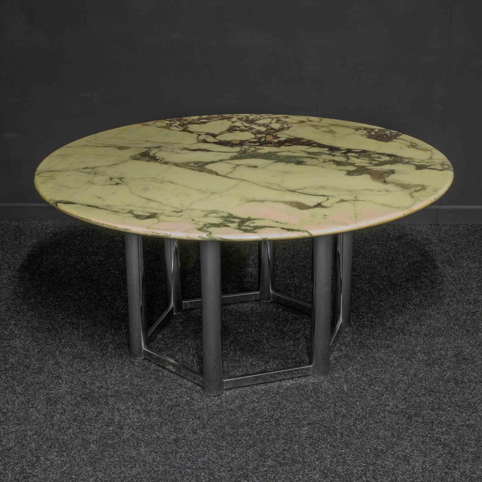 Large Vintage Marble Round Table with Chrome Legs (1 of 6)