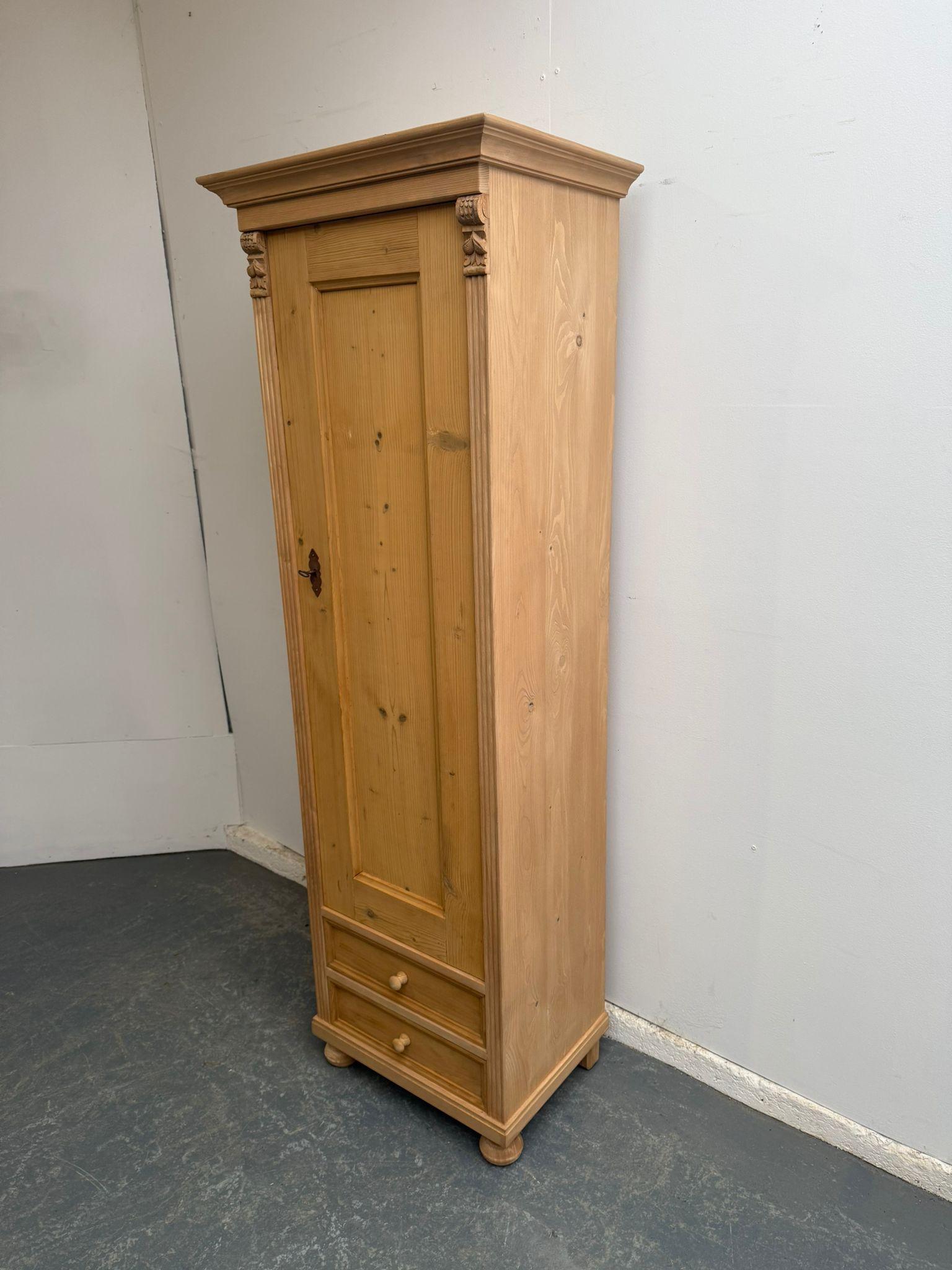 A Lovely Narrow Antique /old Pine Linen Storage Cupboard to Wax/paint (1 of 9)