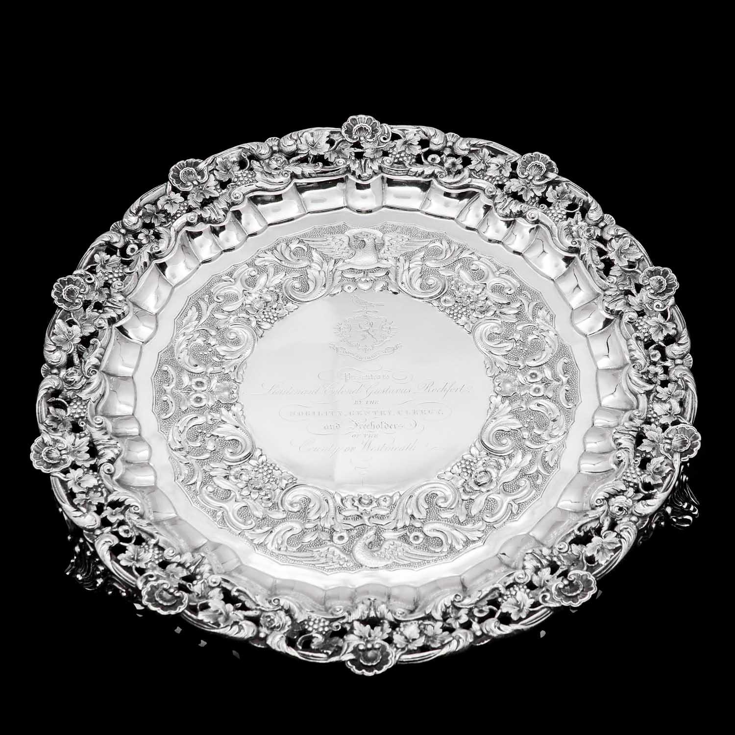 Magnificent Georgian Sterling Silver Tray / Salver with Military Lieutenant Interest - James Fray 1833 (1 of 23)