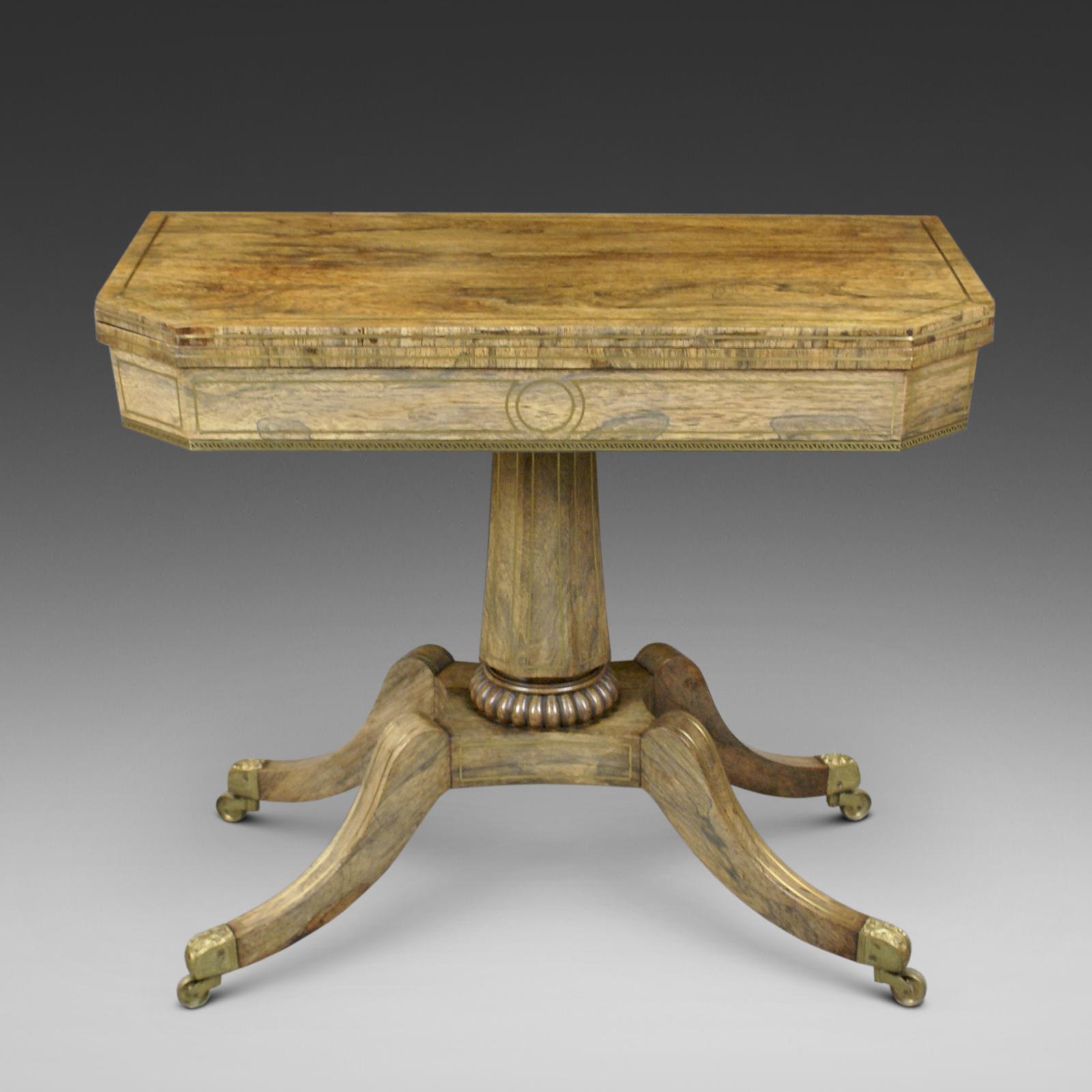 A Fine Regency Rosewood & Brass Inlaid Card Table (1 of 6)