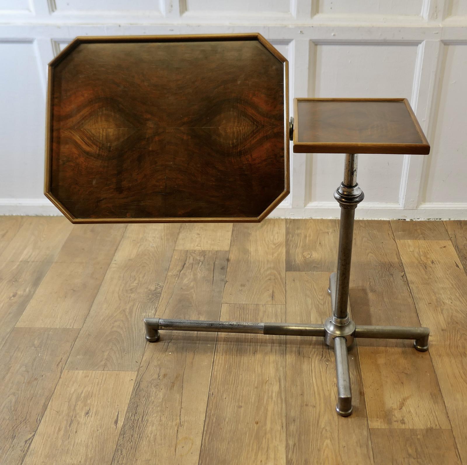 Art Deco Chrome and Walnut Reading Stand or Over Bed Table (1 of 9) Art Deco Chrome and Walnut Reading Stand or Over Bed Table (1 of 9)