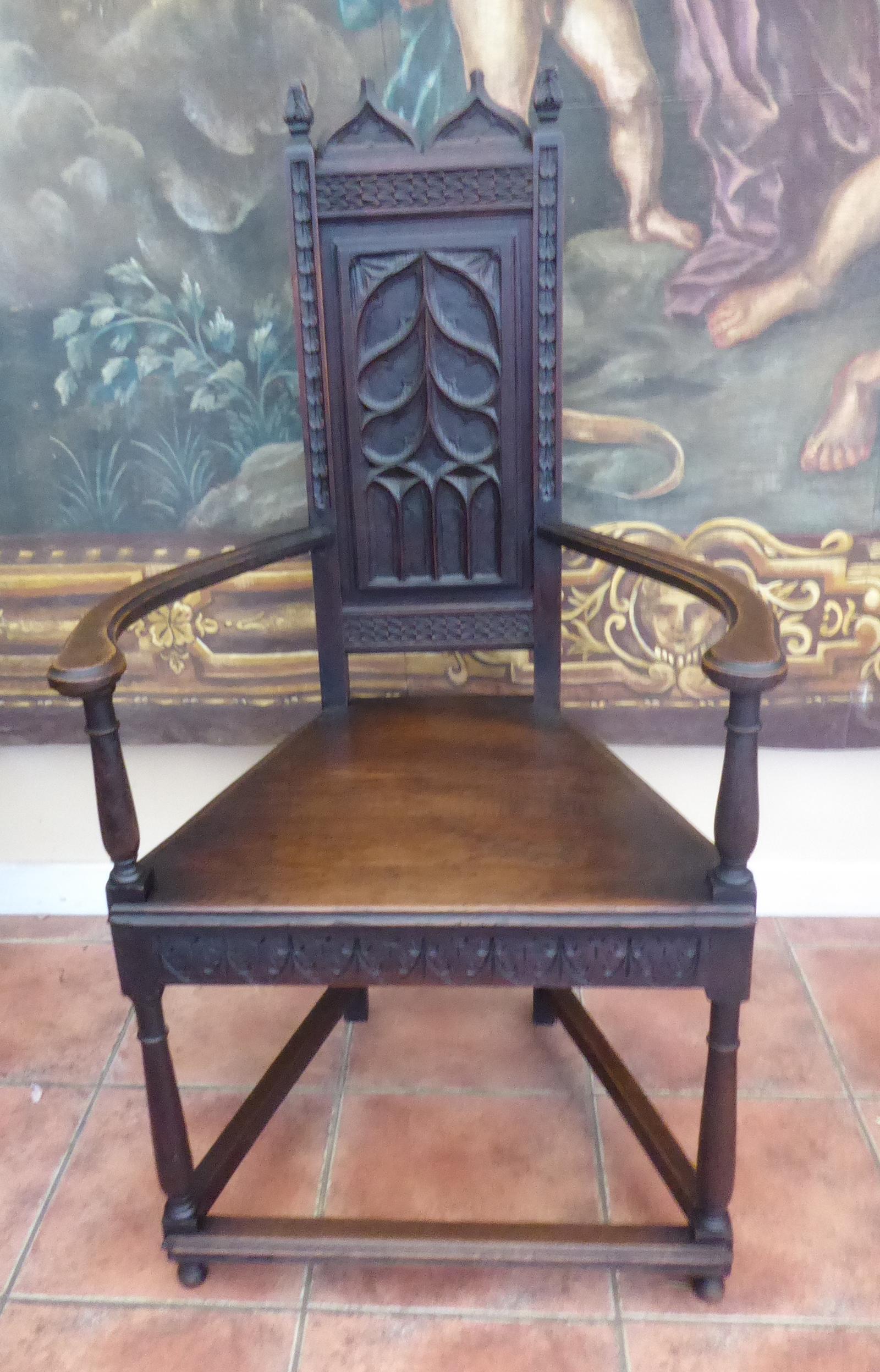 Gothic Revival Gossip Chair Country Oak 1810 (1 of 12)