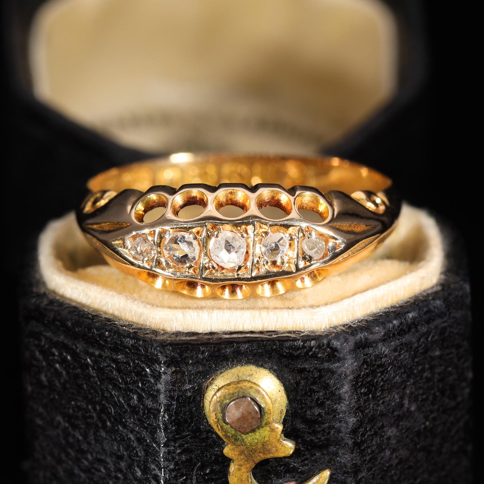 The Antique Edwardian 1906 Old Cut Diamond Boat Ring (1 of 9)