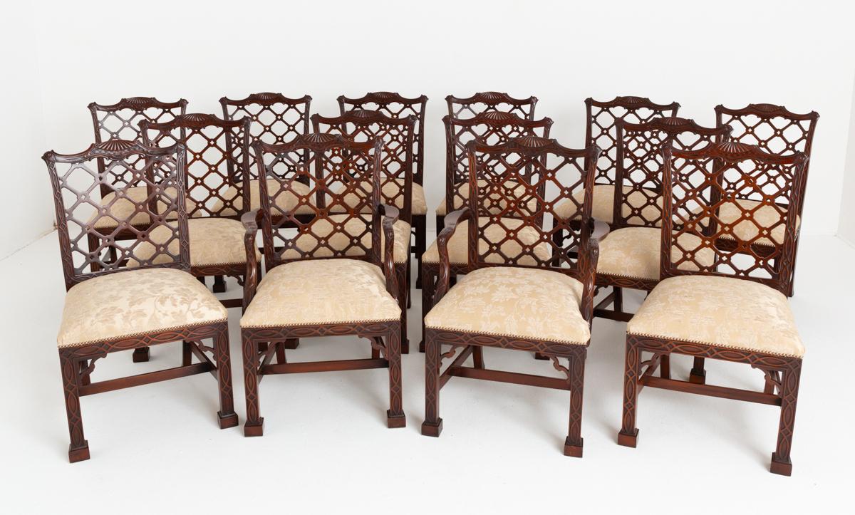 Outstanding Set of 14 Chippendale Revival Mahogany Dining Chairs (1 of 14)