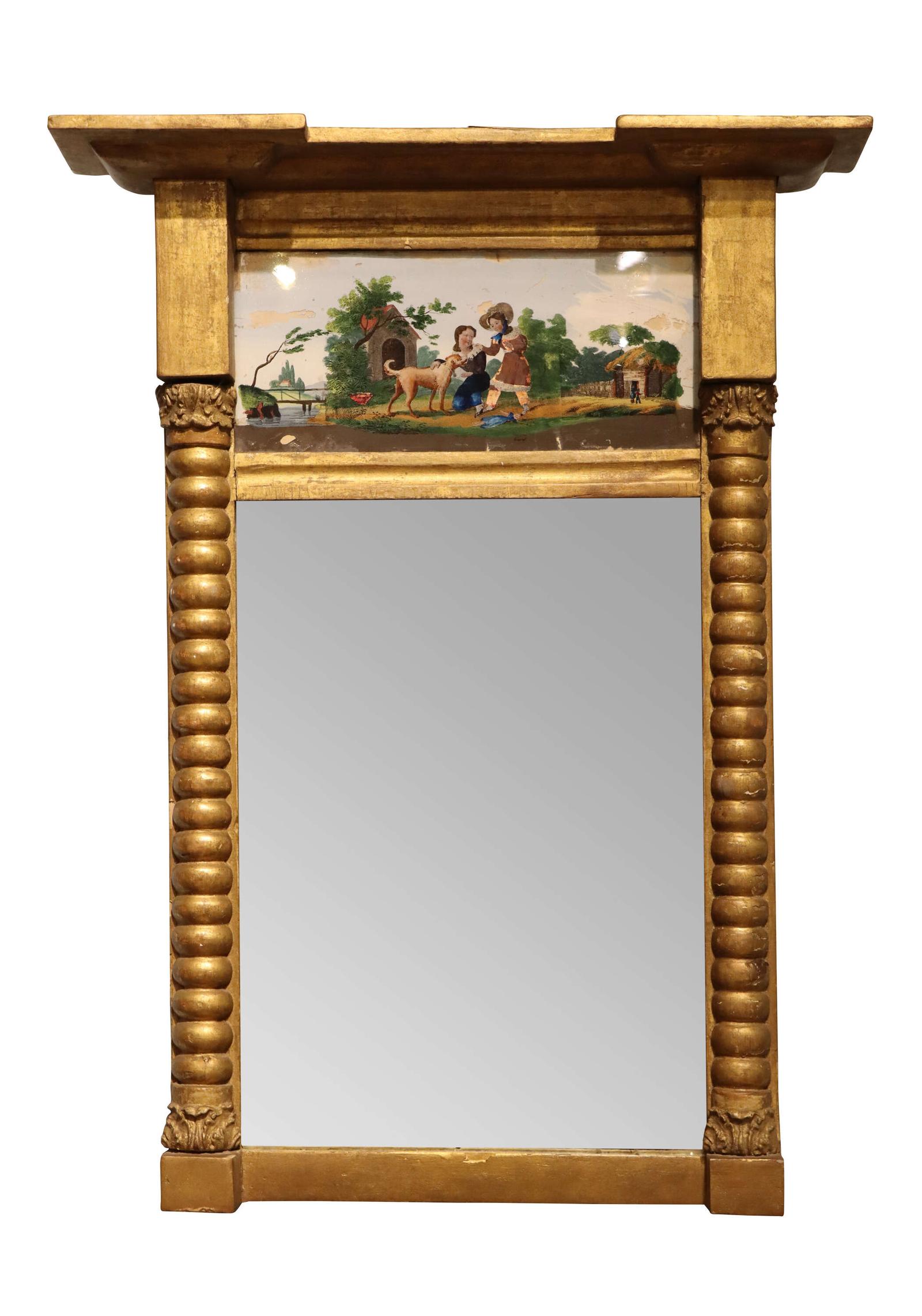 Early 19th Century Giltwood Mirror with Verre Églomisé (1 of 4)
