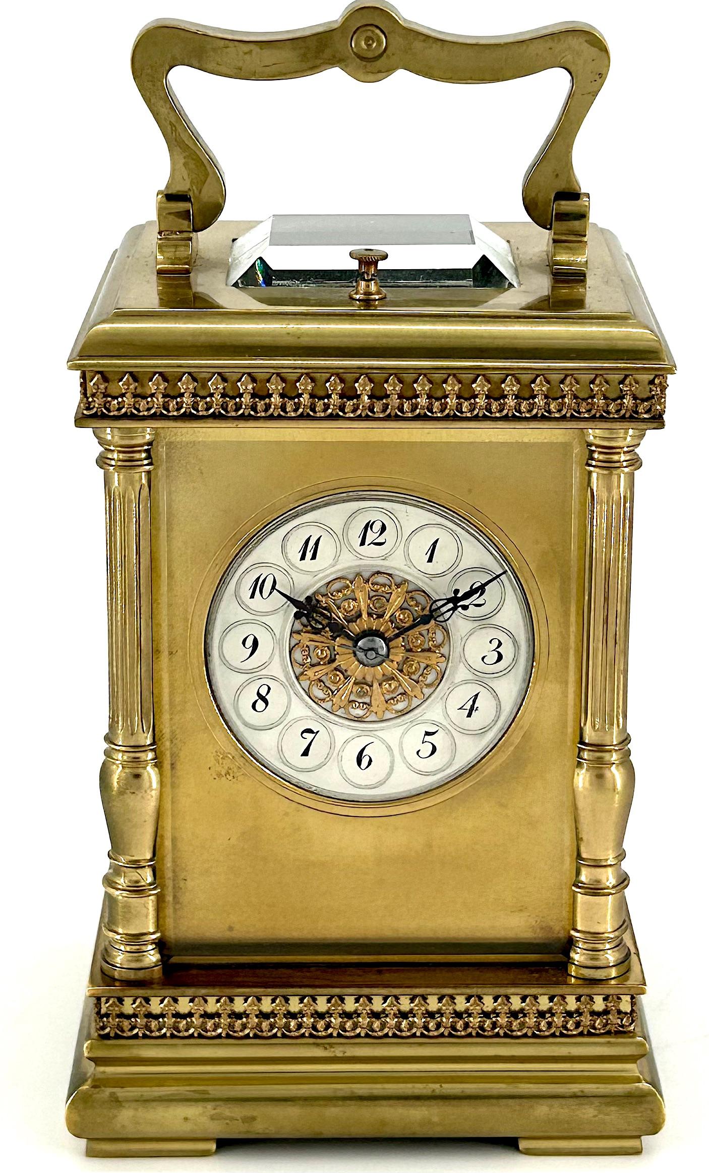 Stunning Antique Architectural Masked Dial French 8-day Repeater Carriage Clock c.1900 (1 of 10)