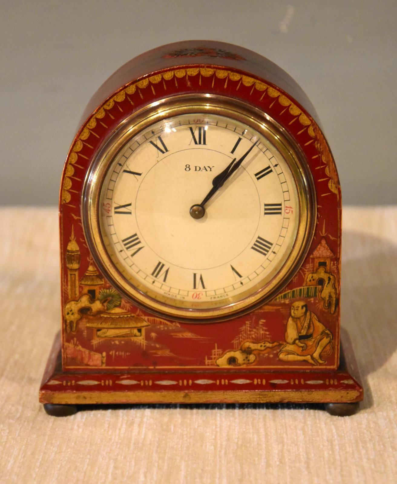 Early 20th Century Red Chinoiserie Mantel Clock (1 of 6) Early 20th Century Red Chinoiserie Mantel Clock (1 of 6)