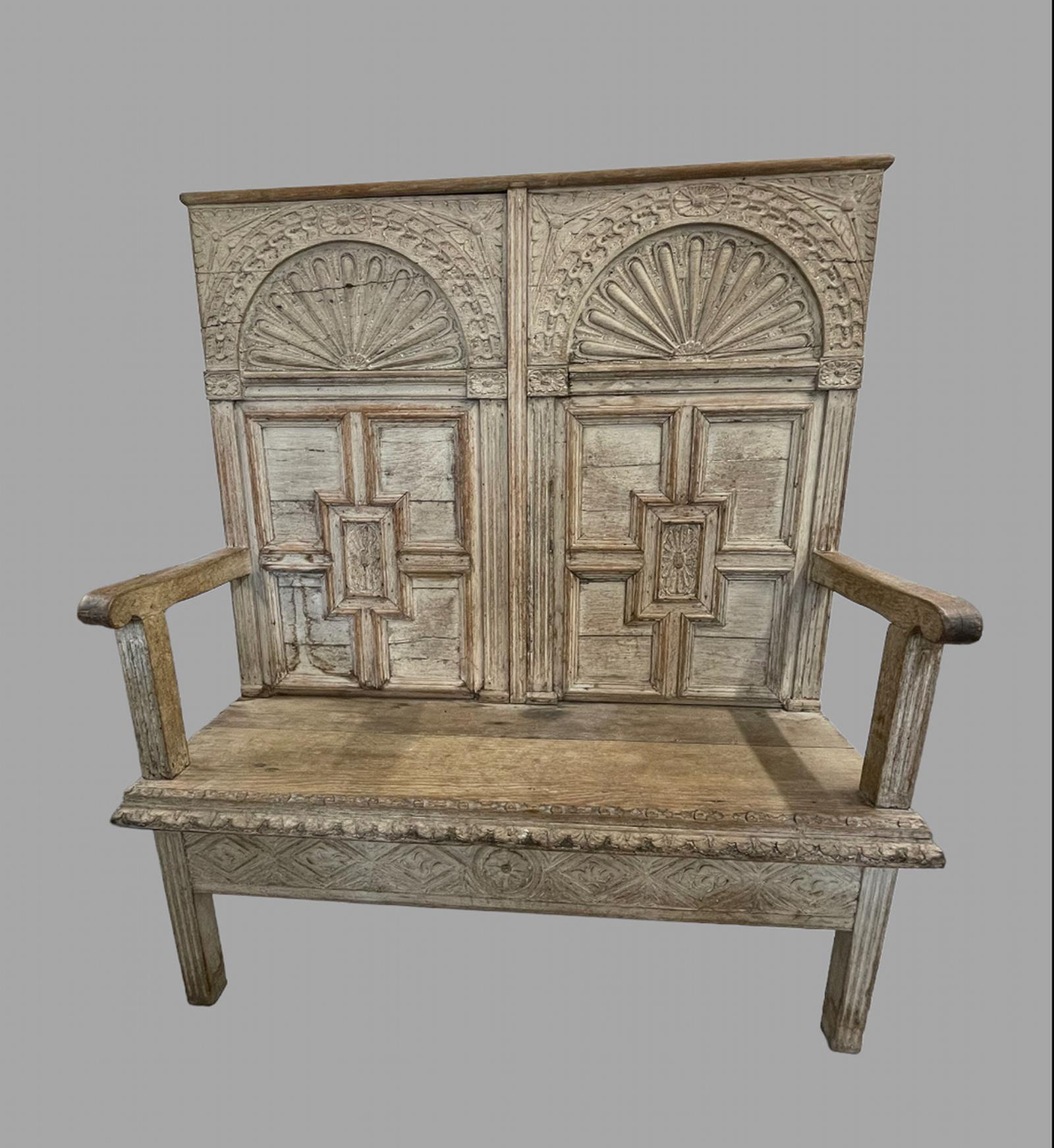 Interesting Limed Back Settle (1 of 6)