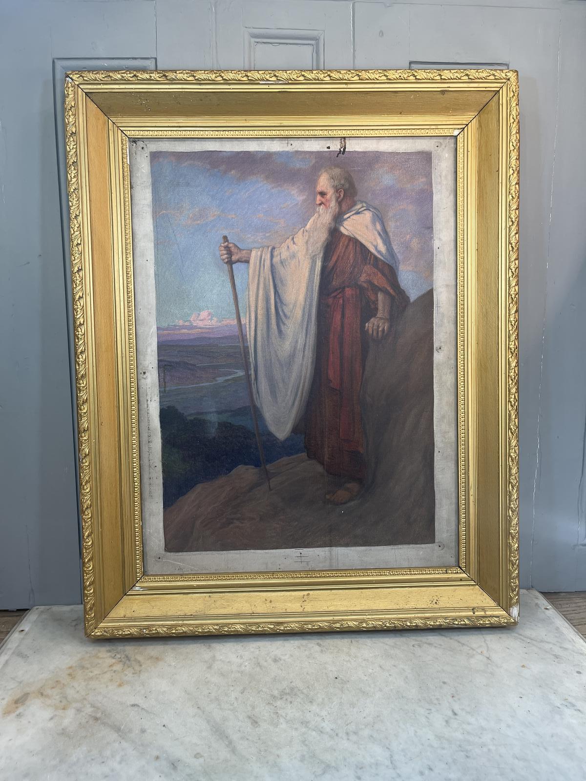 Large Antique Pre-raphaelite Oil Painting Portrait of Moses on Mount Nebo (1 of 10) Large Antique Pre-raphaelite Oil Painting Portrait of Moses on Mount Nebo (1 of 10)