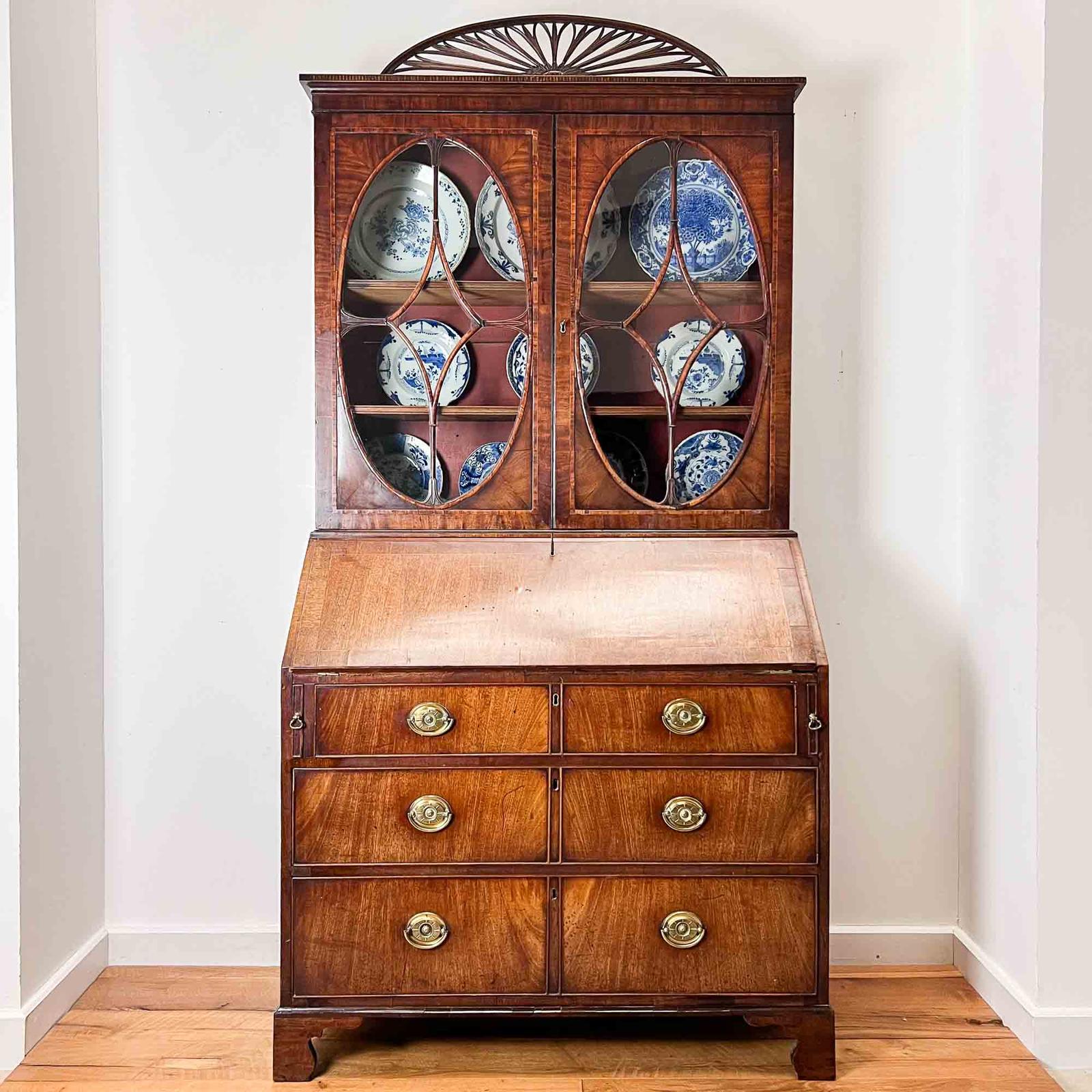 18th Century Mahogany Glazed Bureau Bookcase (1 of 34)