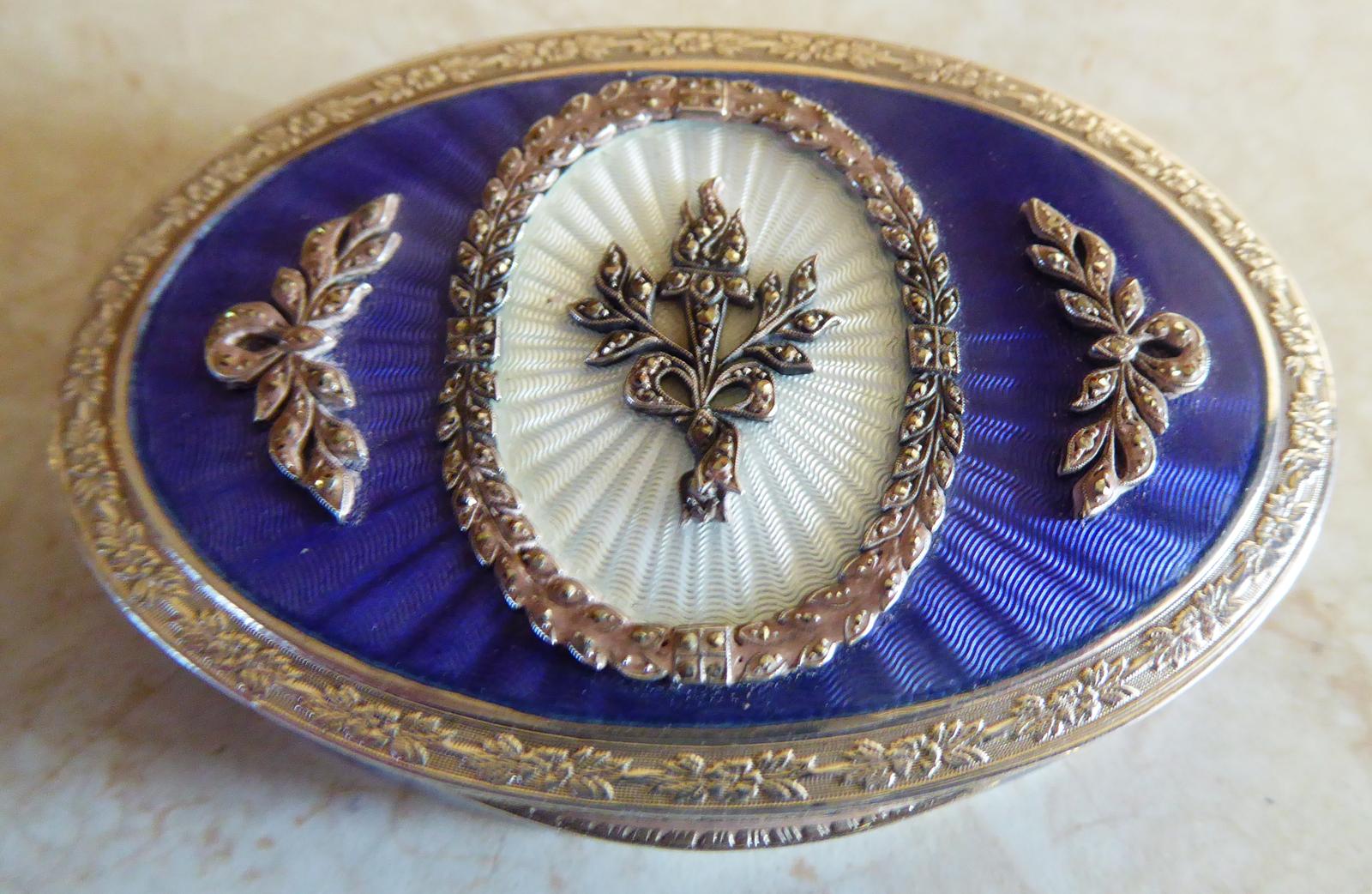 Silver and Enamel Box Art Deco Marcasite  935 (1 of 12)