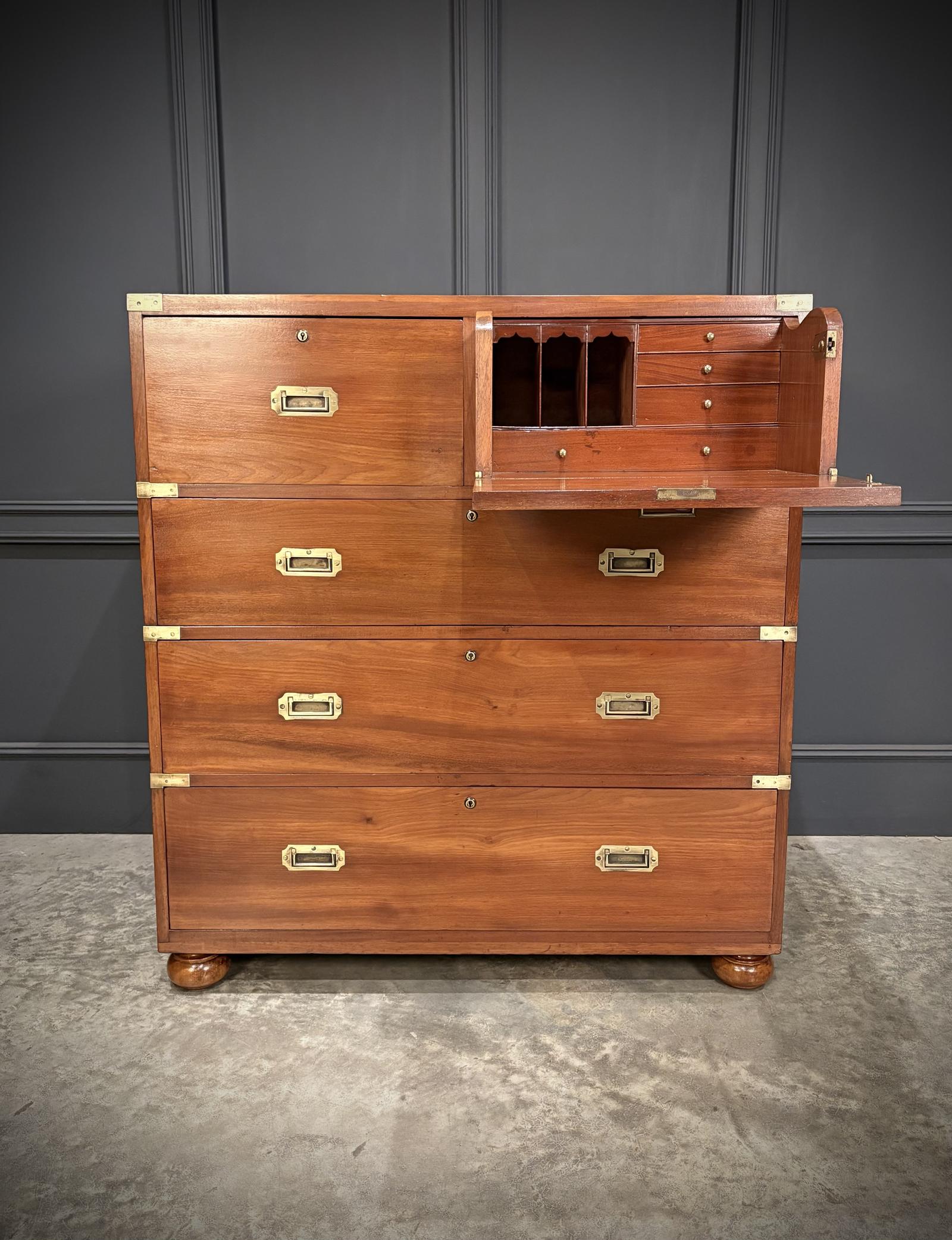 Victorian Mahogany Military Campaign Secretaire Chest (1 of 10)