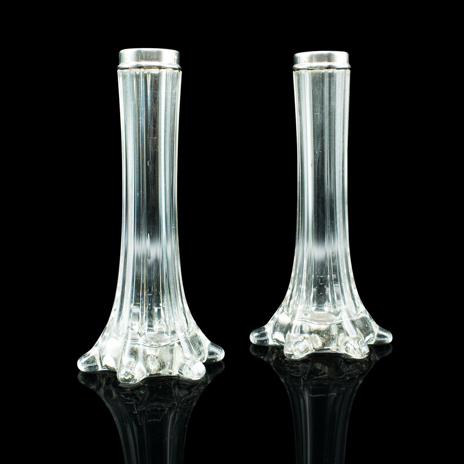Pair of Antique Breakfast Stem Vases, English, Silver, Hallmarked, Victorian (1 of 9)