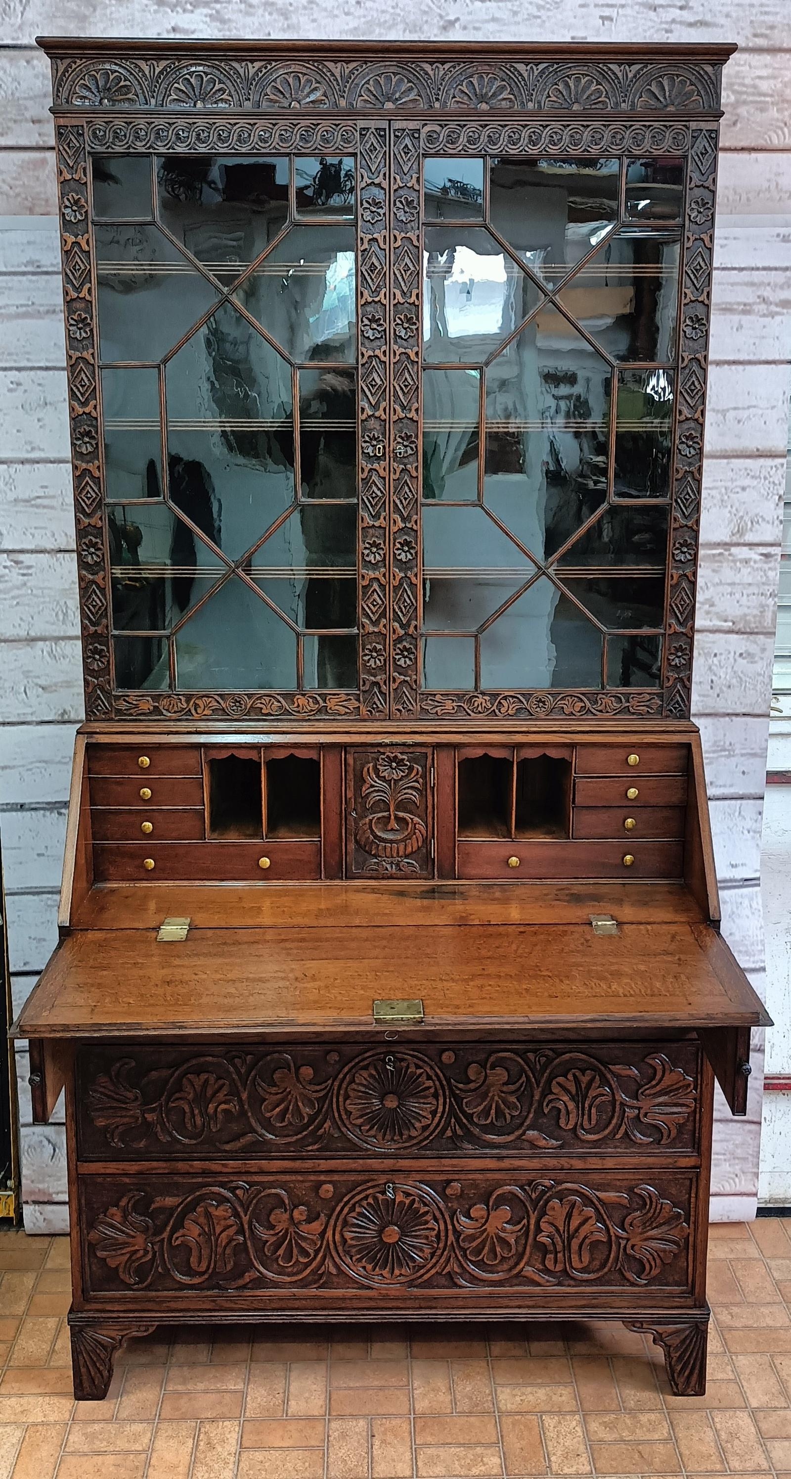 19th Century Oak Bureau Bookcase (1 of 7)
