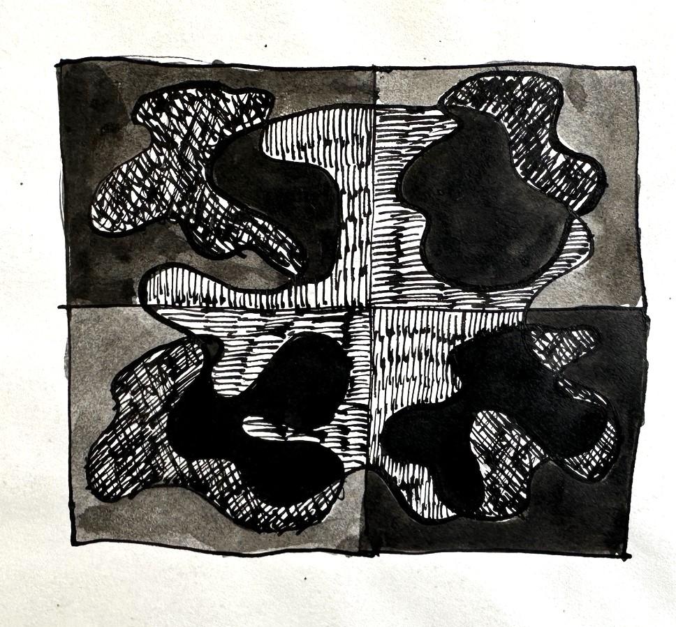 2 Original Pen & Ink Drawings by Anthony Benjamin (1931-2002). Both Works Are Studio Stamped on the Reverse c.1965 (1 of 4)