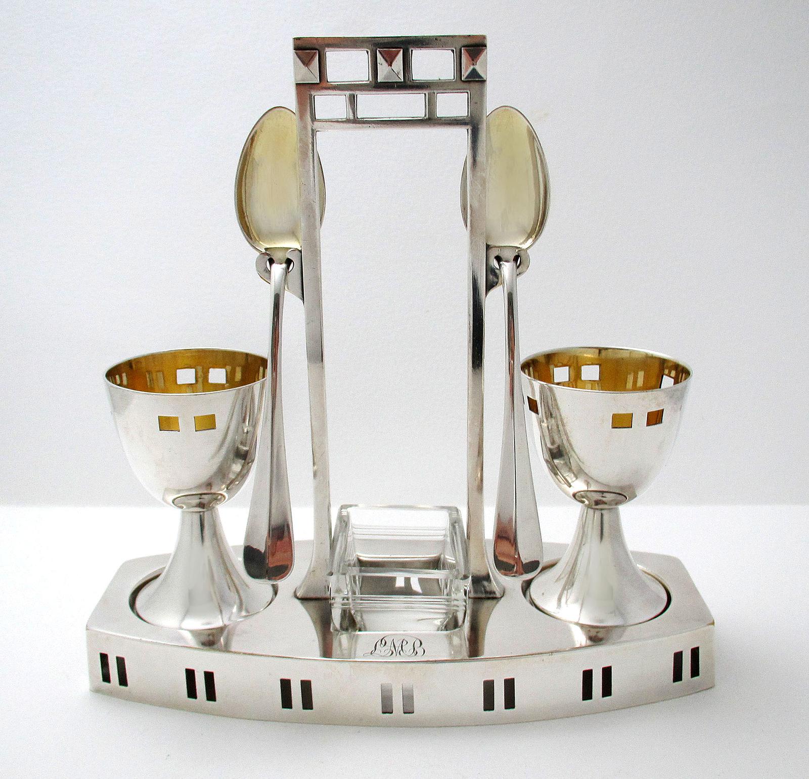 WMF Jugendstil Antique Arts & Crafts Silver Plated Egg Cruet Stand with Twin Cups Spoons Salt Dish (1 of 7) WMF Jugendstil Antique Arts & Crafts Silver Plated Egg Cruet Stand with Twin Cups Spoons Salt Dish (1 of 7)