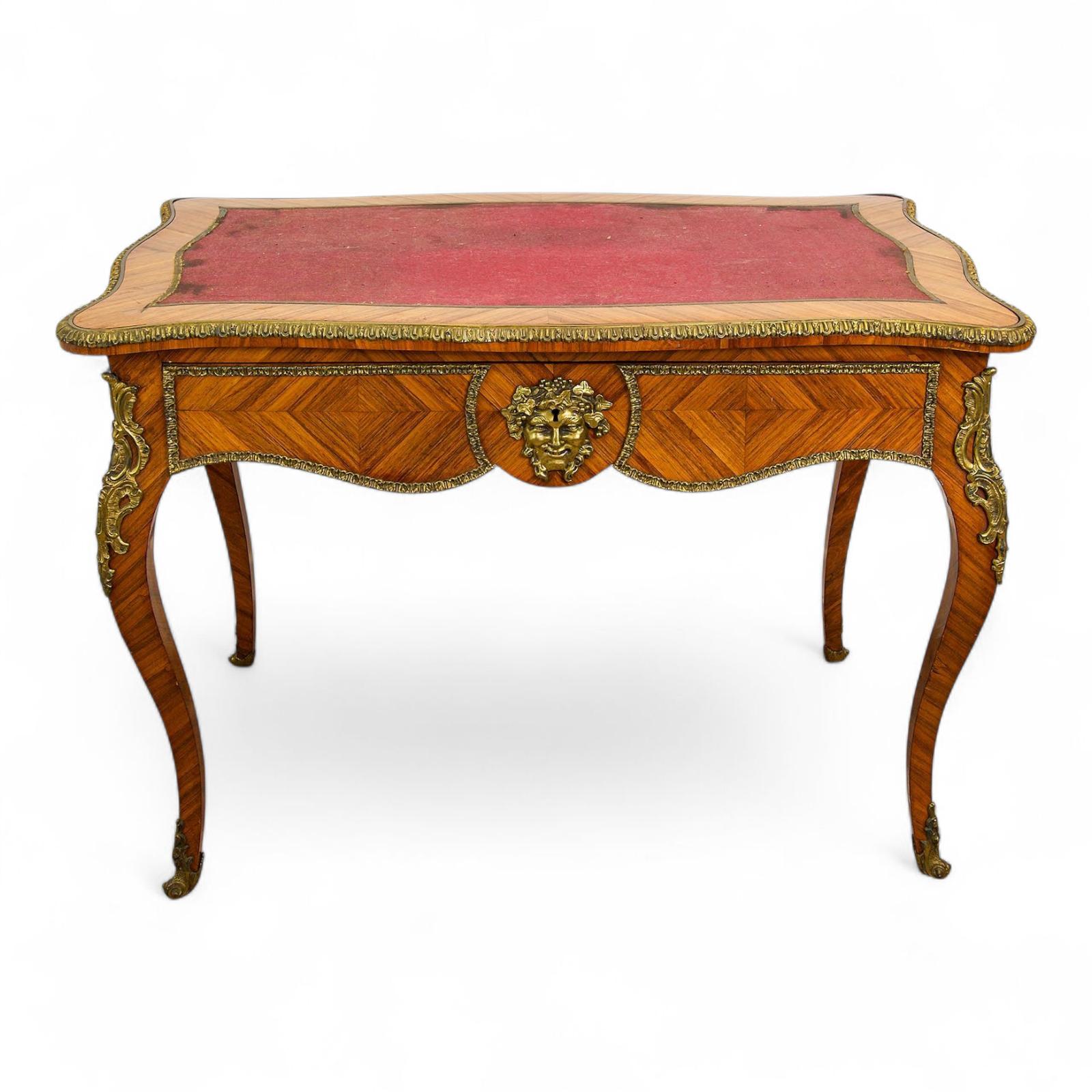 Antique French Kingwood Writing Table / Desk with Ormolu Mounts (1 of 7)