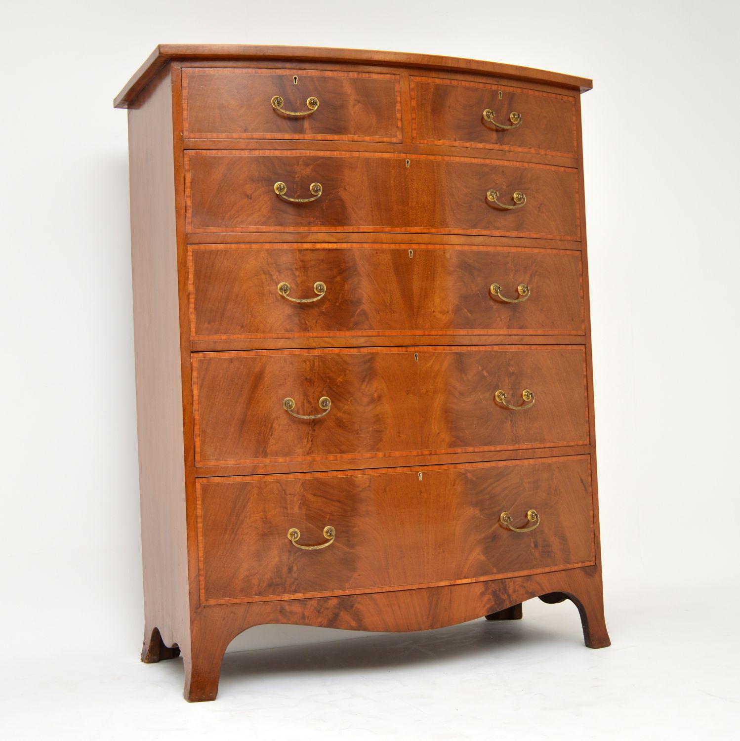 Large Antique Inlaid Mahogany Bow Front Chest of Drawers (1 of 11) Large Antique Inlaid Mahogany Bow Front Chest of Drawers (1 of 11)