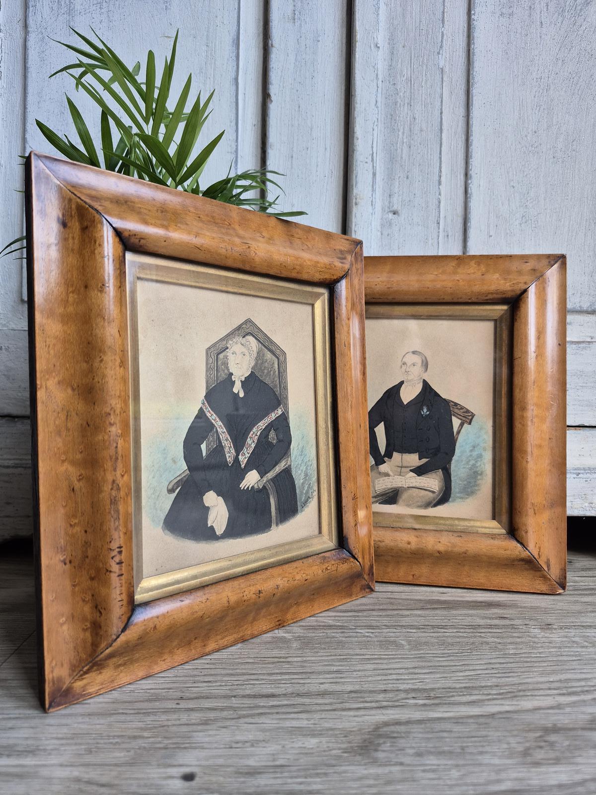 Pair of Antique Miniature Portraits, Watercolour Painting (1 of 23)