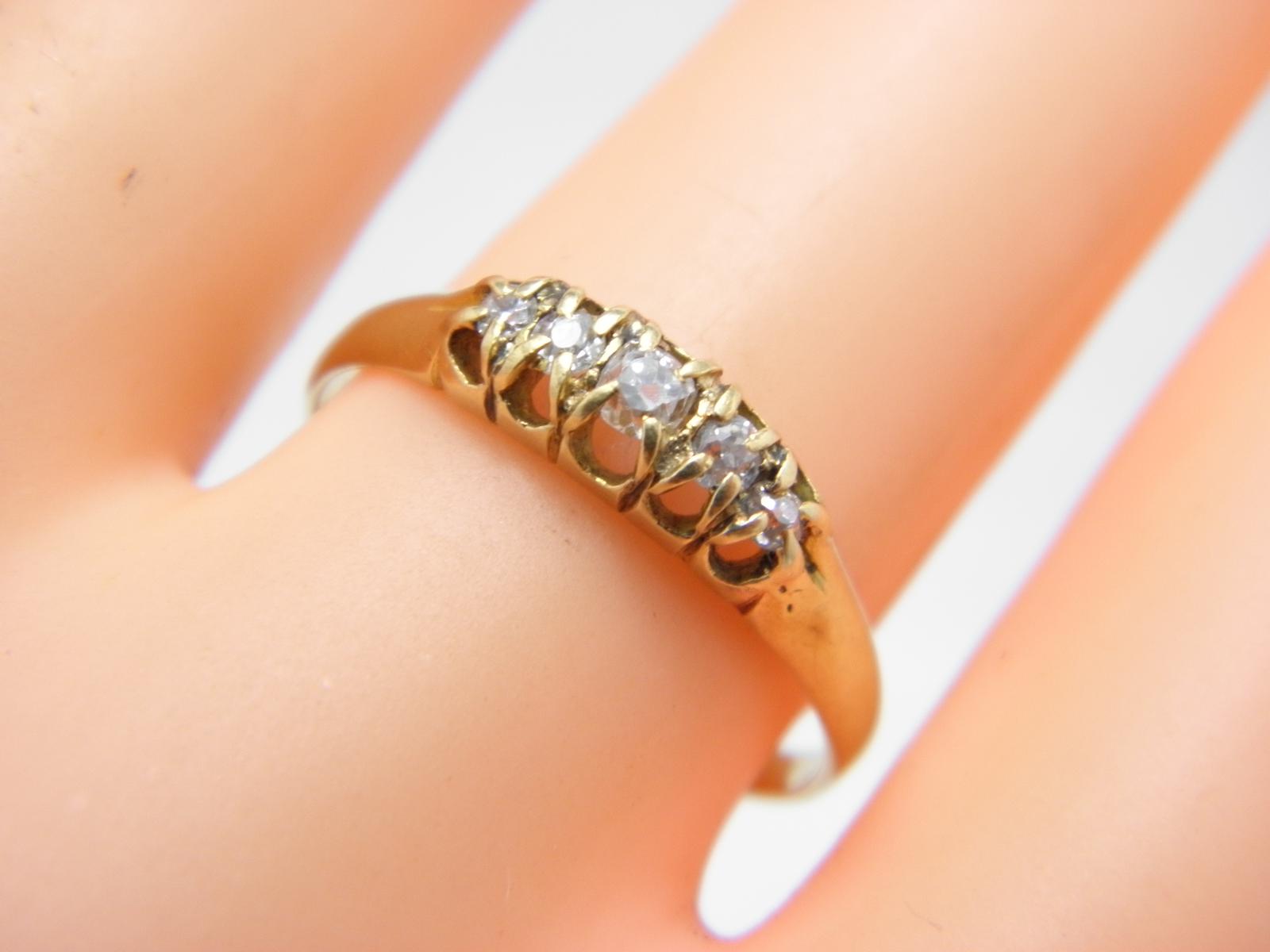 Antique 18ct Gold Diamond Cluster Boat Ring R 1/2 c.1910 (1 of 10)