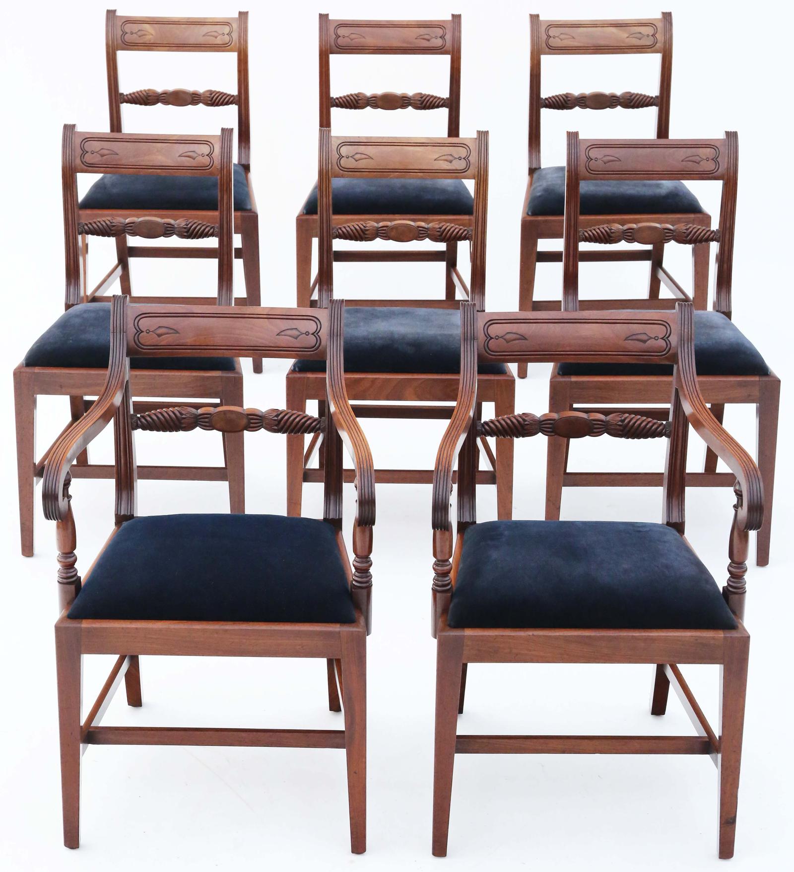 Antique c.1830 Regency Mahogany Dining Chairs - Set of 8 (6 Plus 2), Fine Quality (1 of 8)