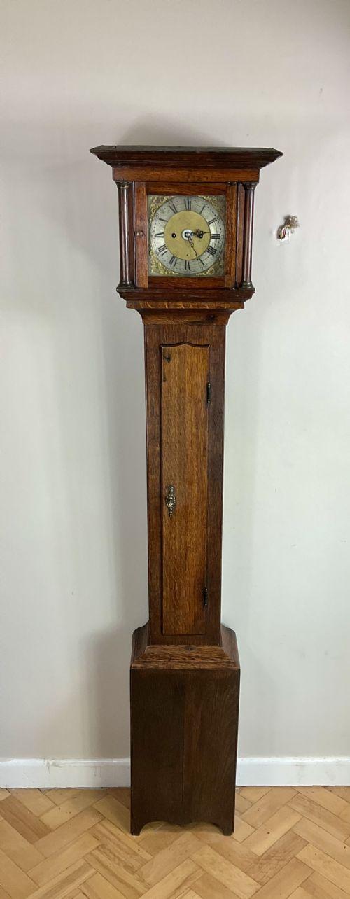Small Slim Georgian Oak Grandfather Longcase Clock (1 of 12)