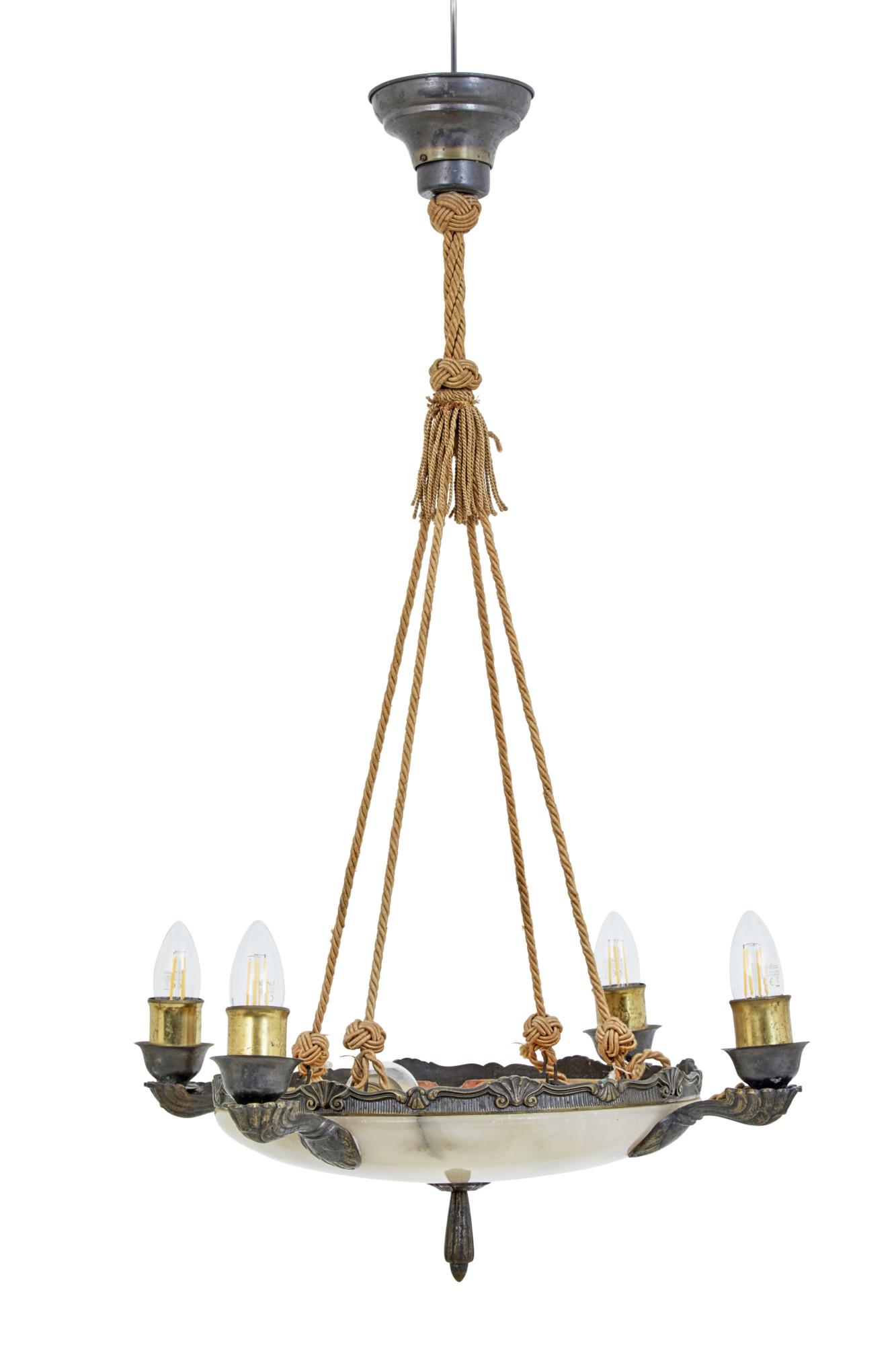 Art Deco Alabaster 4 Arm Ceiling Pendant Light (1 of 6)