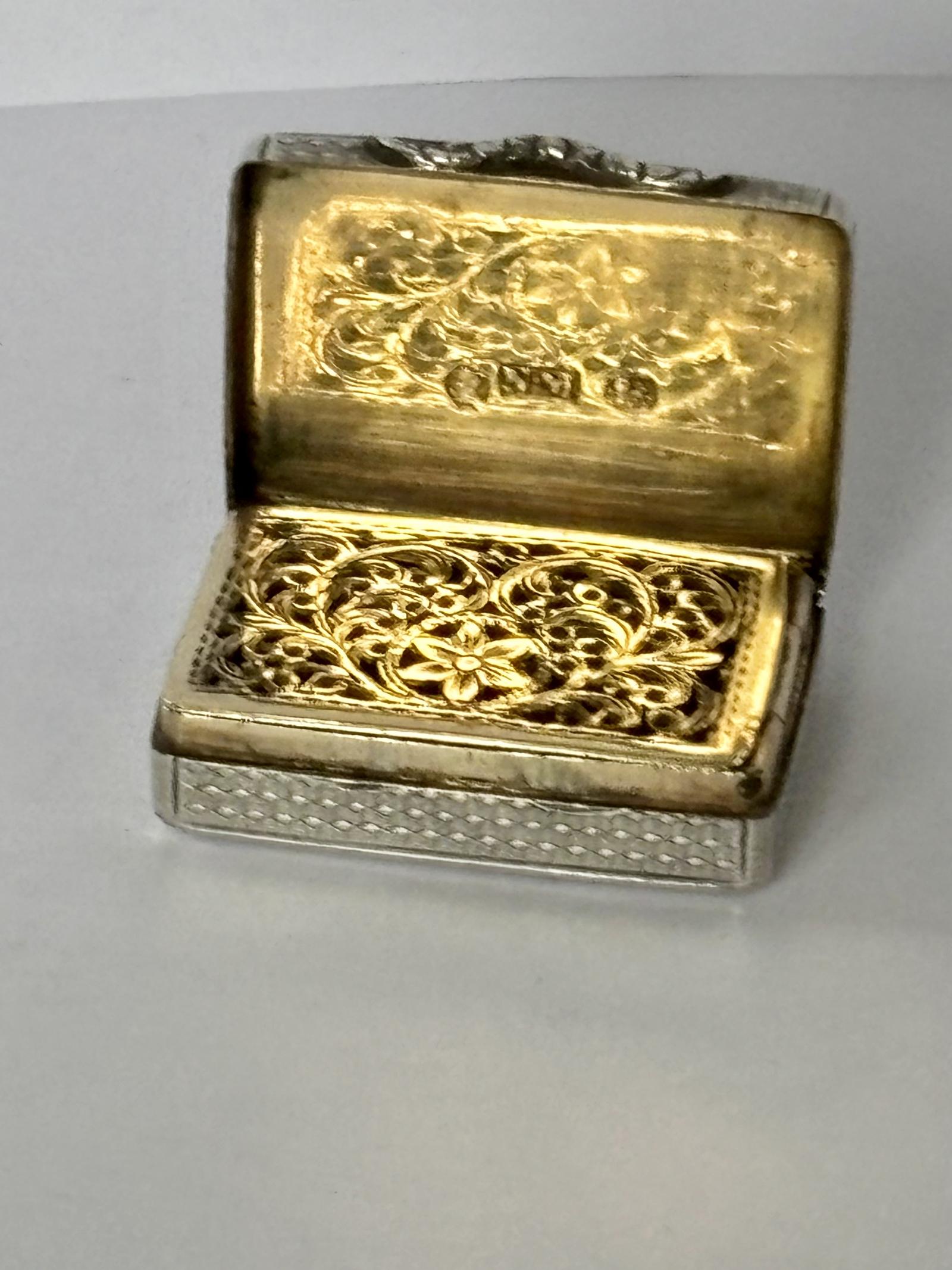 William IV Silver Gilt Vinaigrette - Nathaniel Mills - Birmingham 1832 (1 of 12) William IV Silver Gilt Vinaigrette - Nathaniel Mills - Birmingham 1832 (1 of 12)