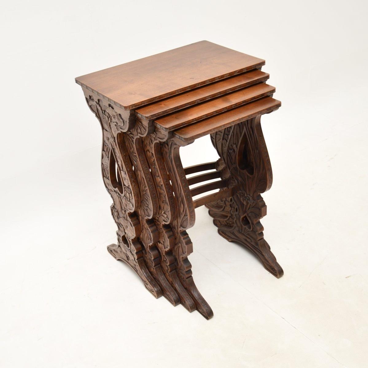 Antique Art Nouveau Carved Mahogany Nest of Four Tables (1 of 13) Antique Art Nouveau Carved Mahogany Nest of Four Tables (1 of 13)