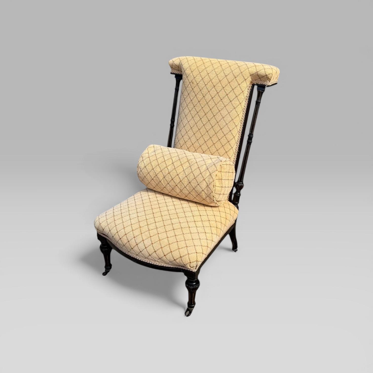 Antique Victorian Ebonised & Fabric Aesthetic Movement Prayer Chair with Casters (1 of 9) Antique Victorian Ebonised & Fabric Aesthetic Movement Prayer Chair with Casters (1 of 9)