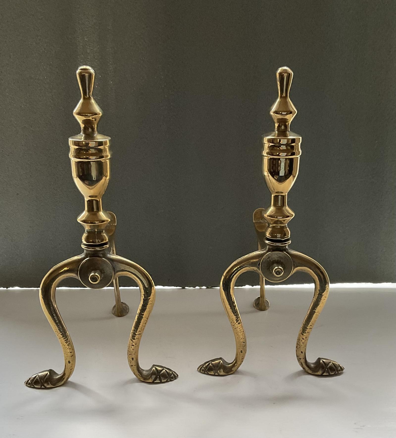 Pair of Late 19th Century Brass Andirons or Fire Dogs (1 of 3)