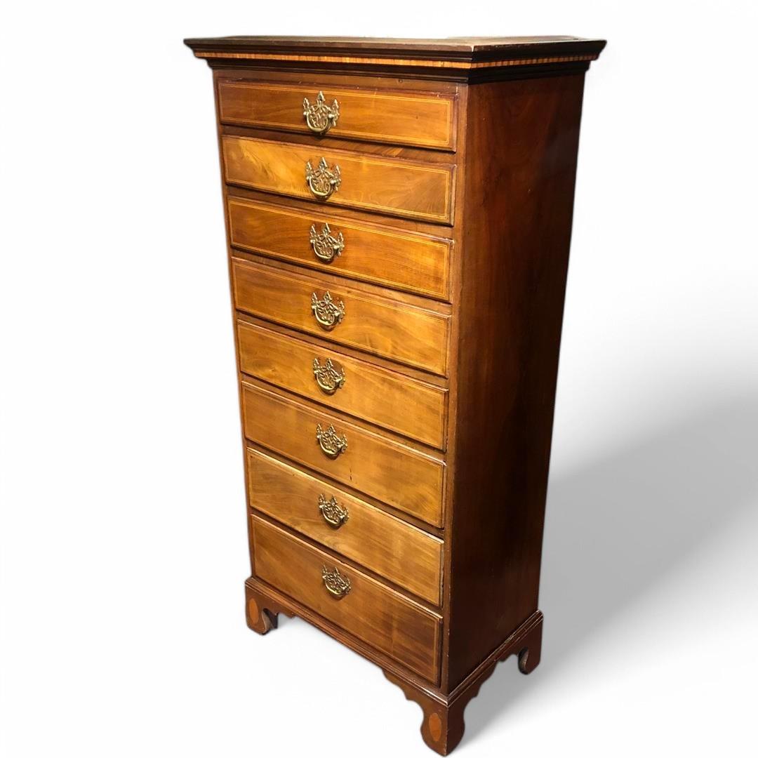 Antique Tall Narrow Mahogany Chest of Drawers Tallboy (1 of 19)