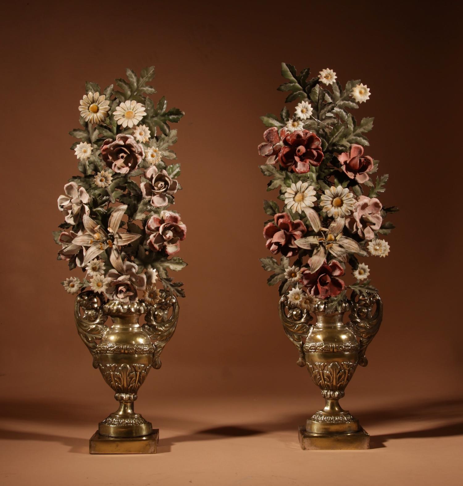 Very Decorative Italian Toleware & Brass Flower Vases 1850-1870 (1 of 10)