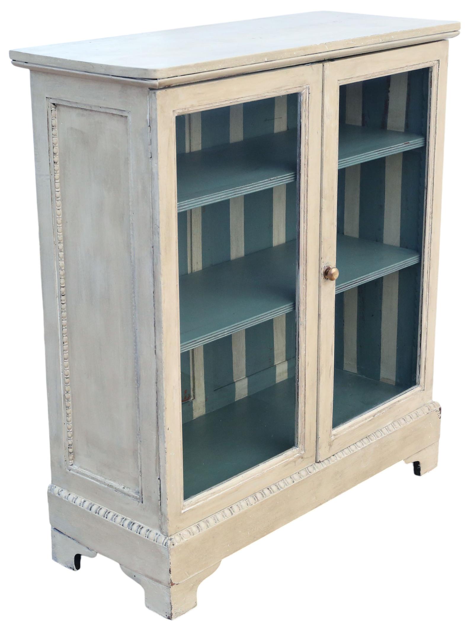 Antique 19th Century Painted Glazed Adjustable Bookcase / Display Cabinet – Quality (1 of 7)